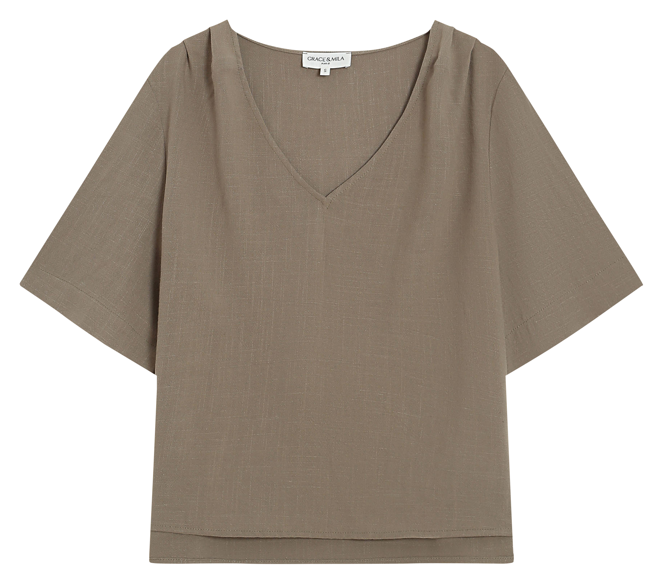 Top droit col V GRACE ET MILA Vert