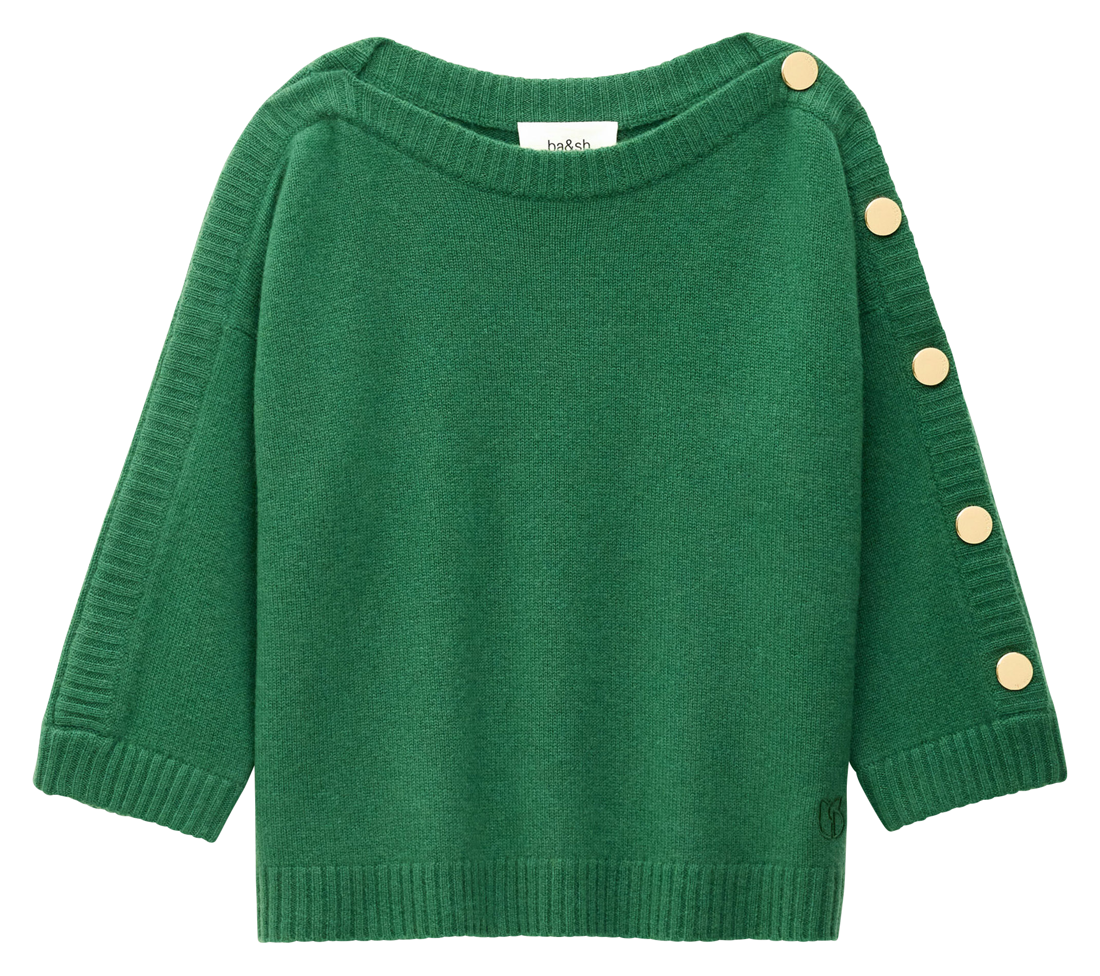 Pull droit col rond en cachemire BA&SH Vert
