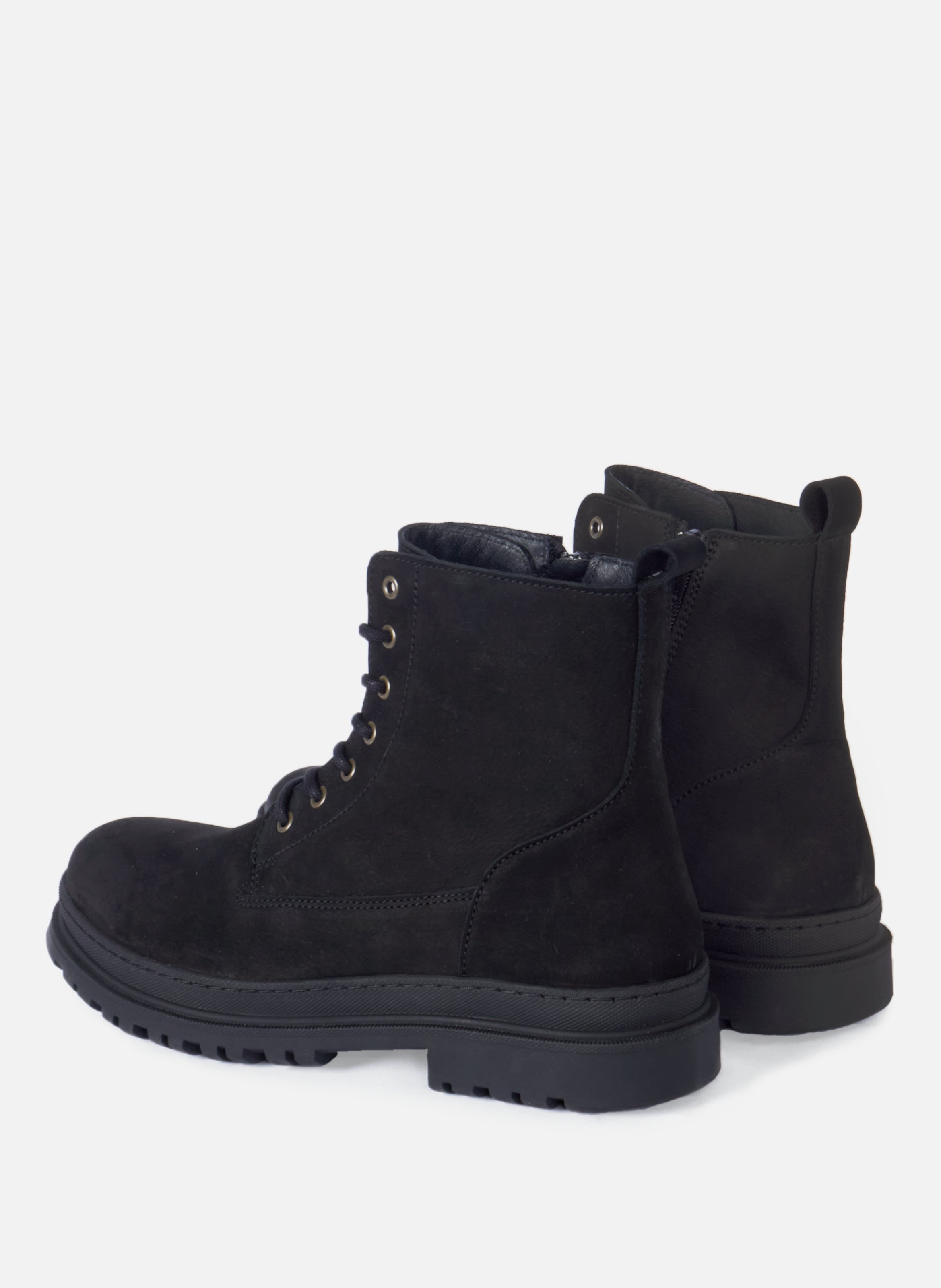 <p>Black nubuck leather lace-up boots</p> JULES & JENN Black