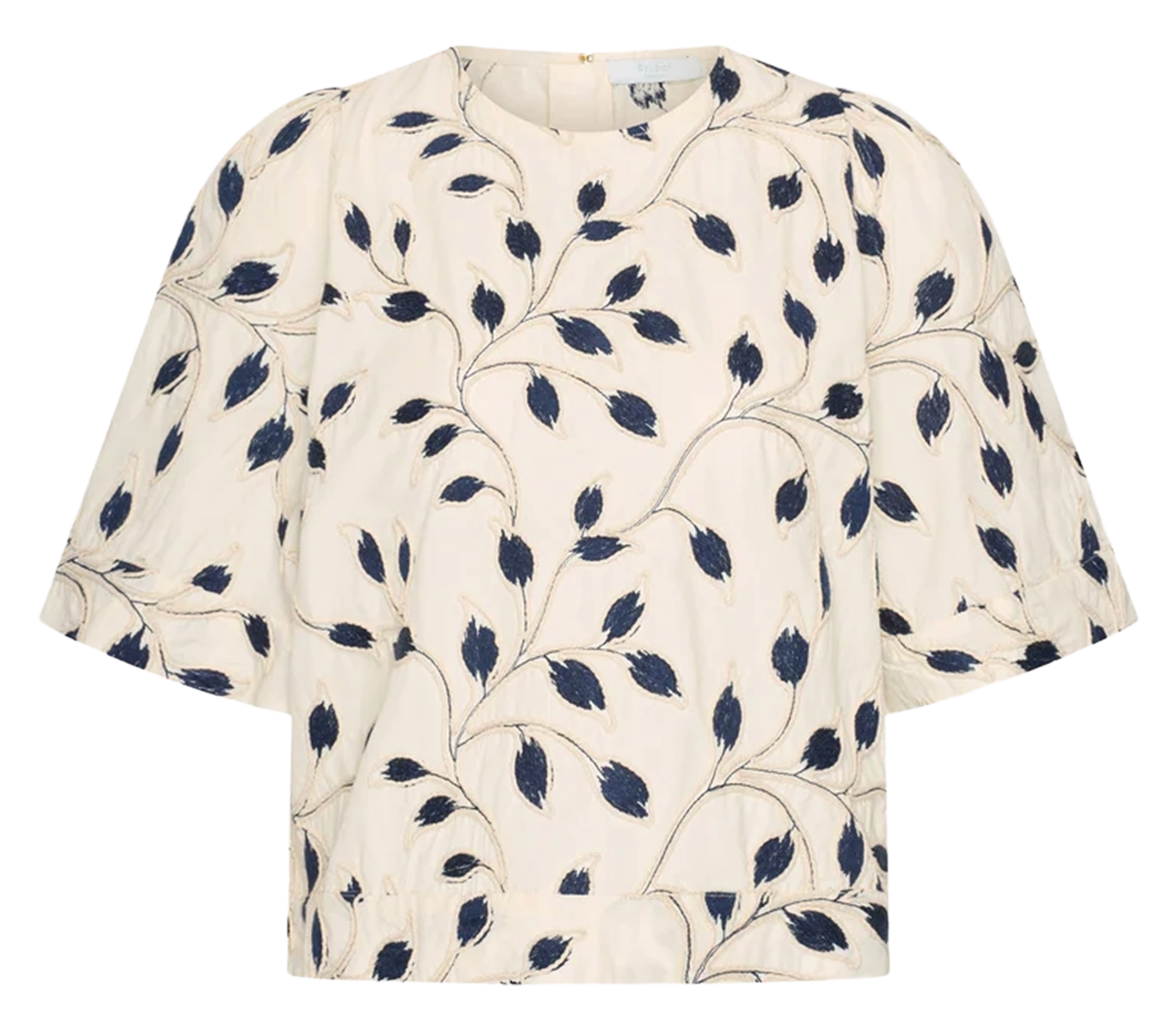 Top droit col rond en coton imprimé BY BAR Bleu