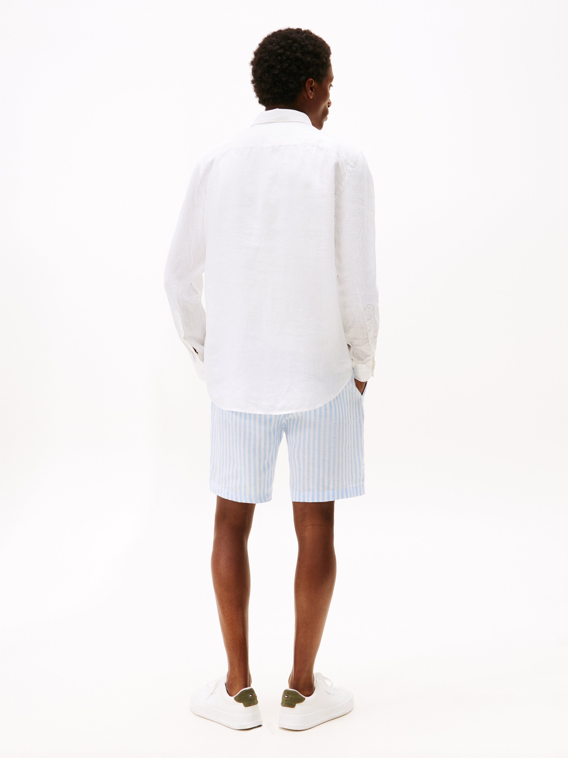 Gerade geschnittenes Leinenhemd TOMMY HILFIGER Weiss