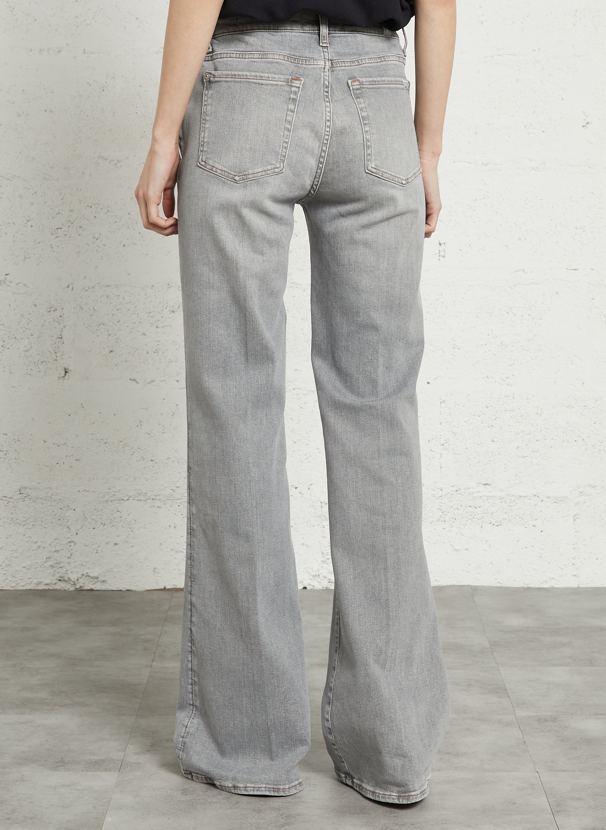 Flared cotton-blend jeans 7 FOR ALL MANKIND Grey
