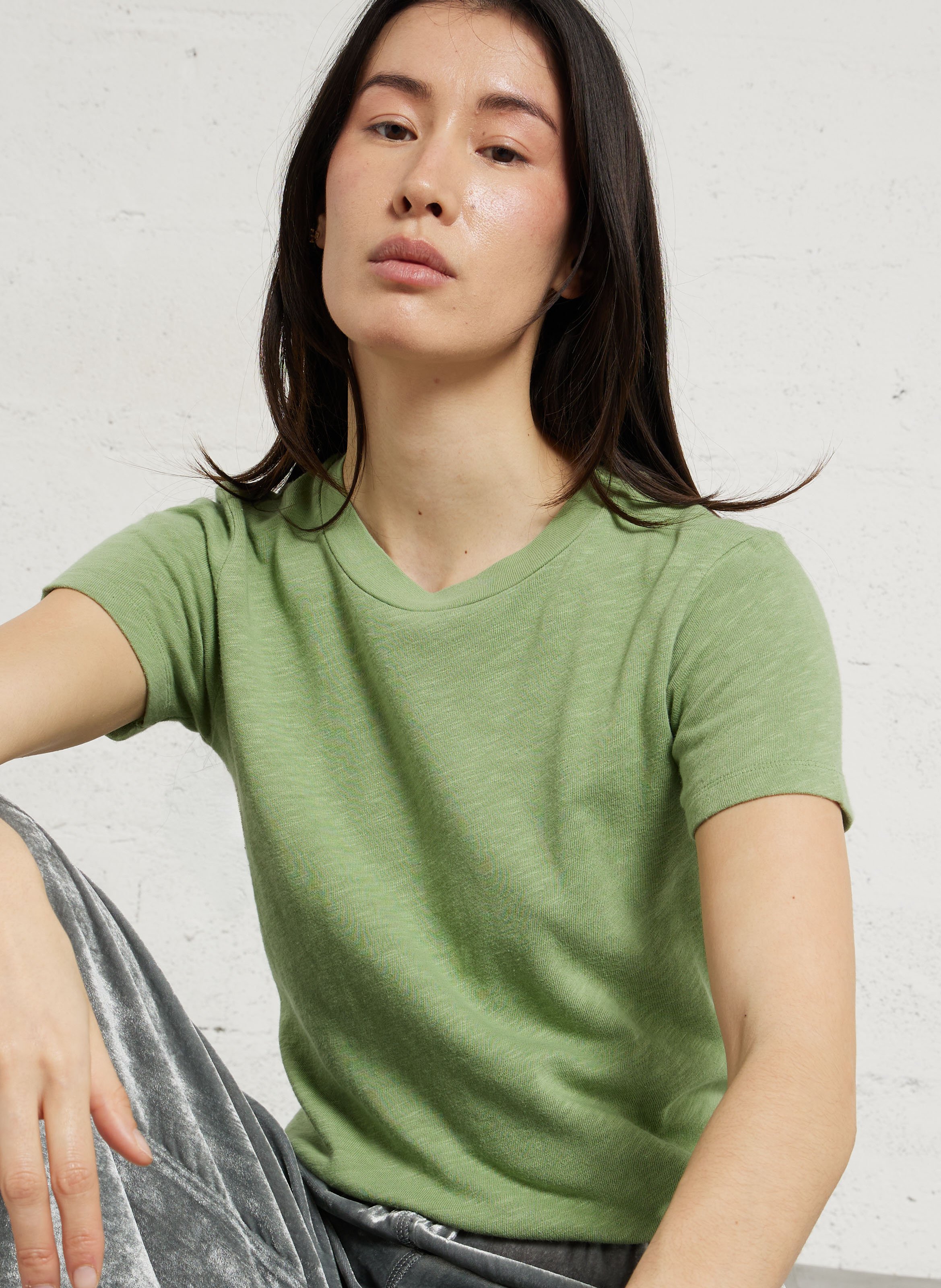 Gerade geschnittenes Rundhals-T-Shirt aus Baumwolle AMERICAN VINTAGE