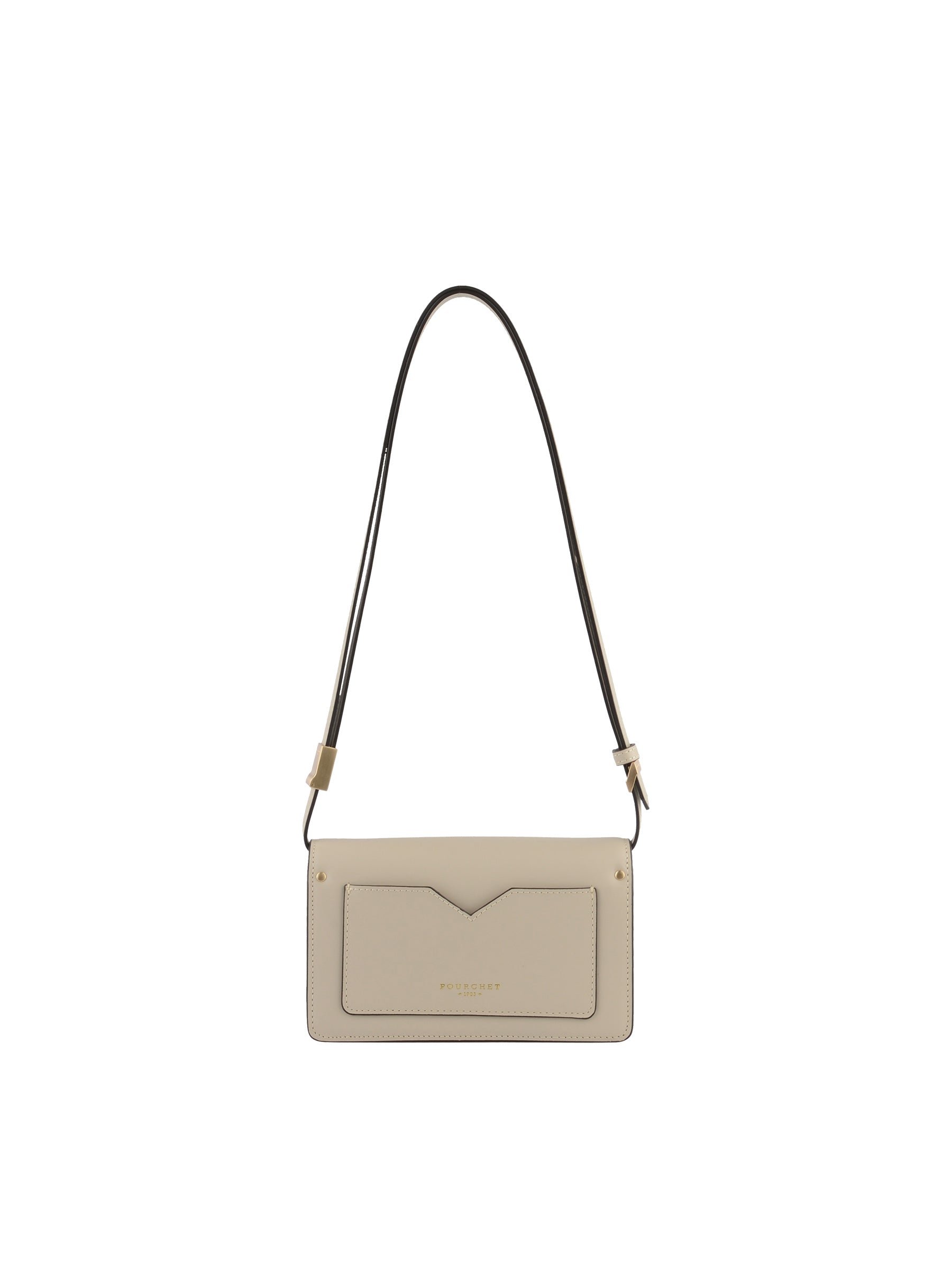 Calfskin leather shoulder bag POURCHET Beige
