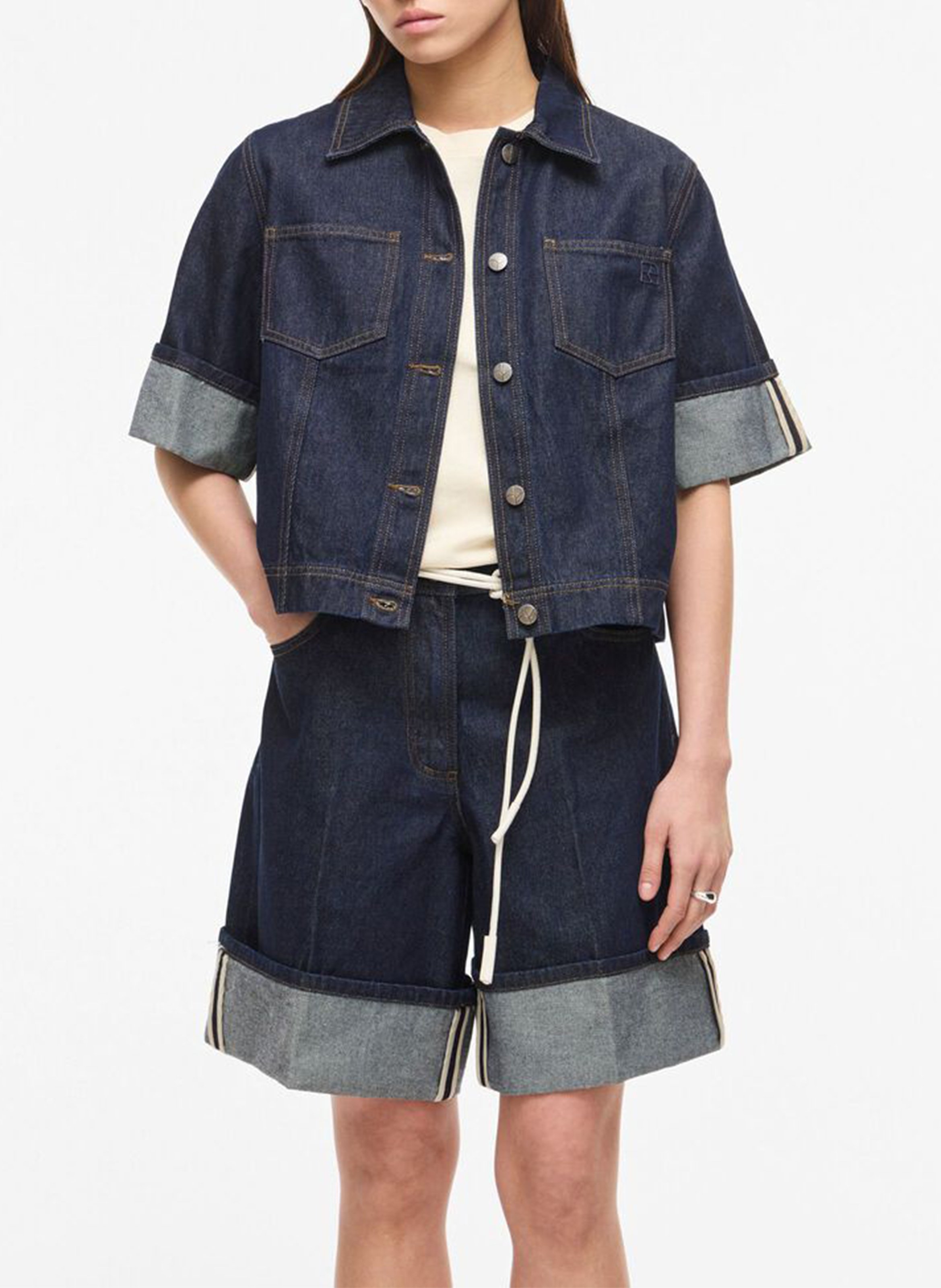 Straight shirt in cotton and recycled cotton ROUGE EDIT Blue