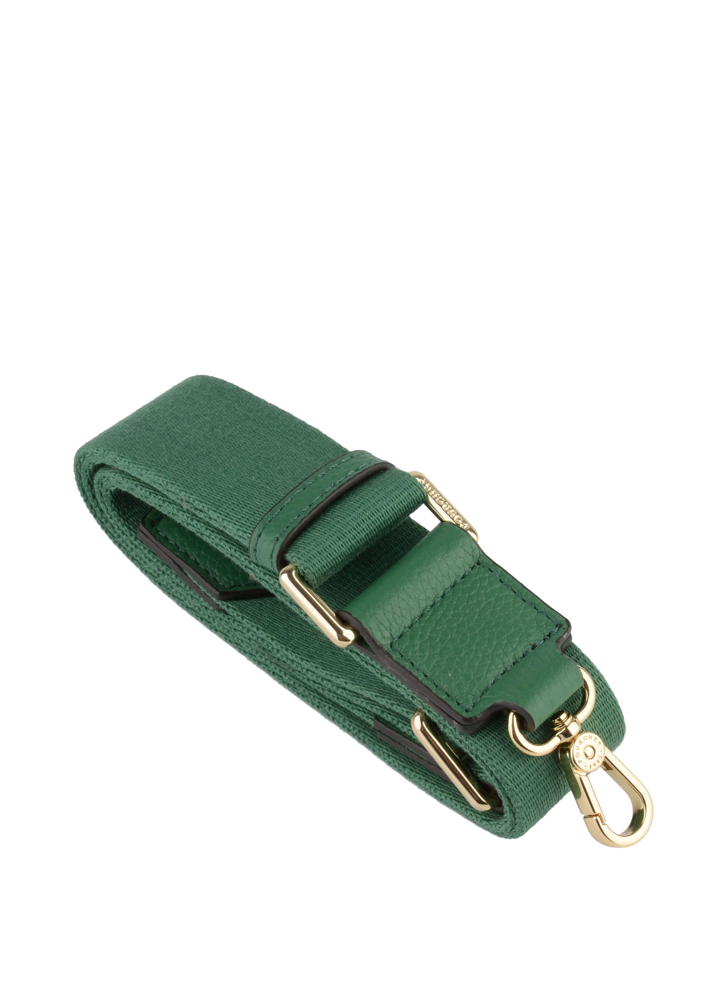 Cotton shoulder strap trimmed with leather Green
