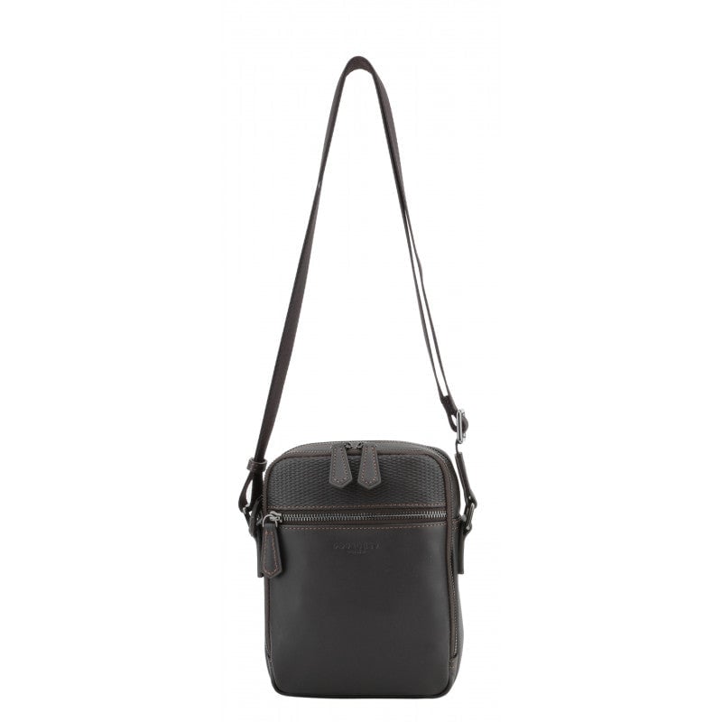 Crossbody bag in cowhide leather POURCHET Brown