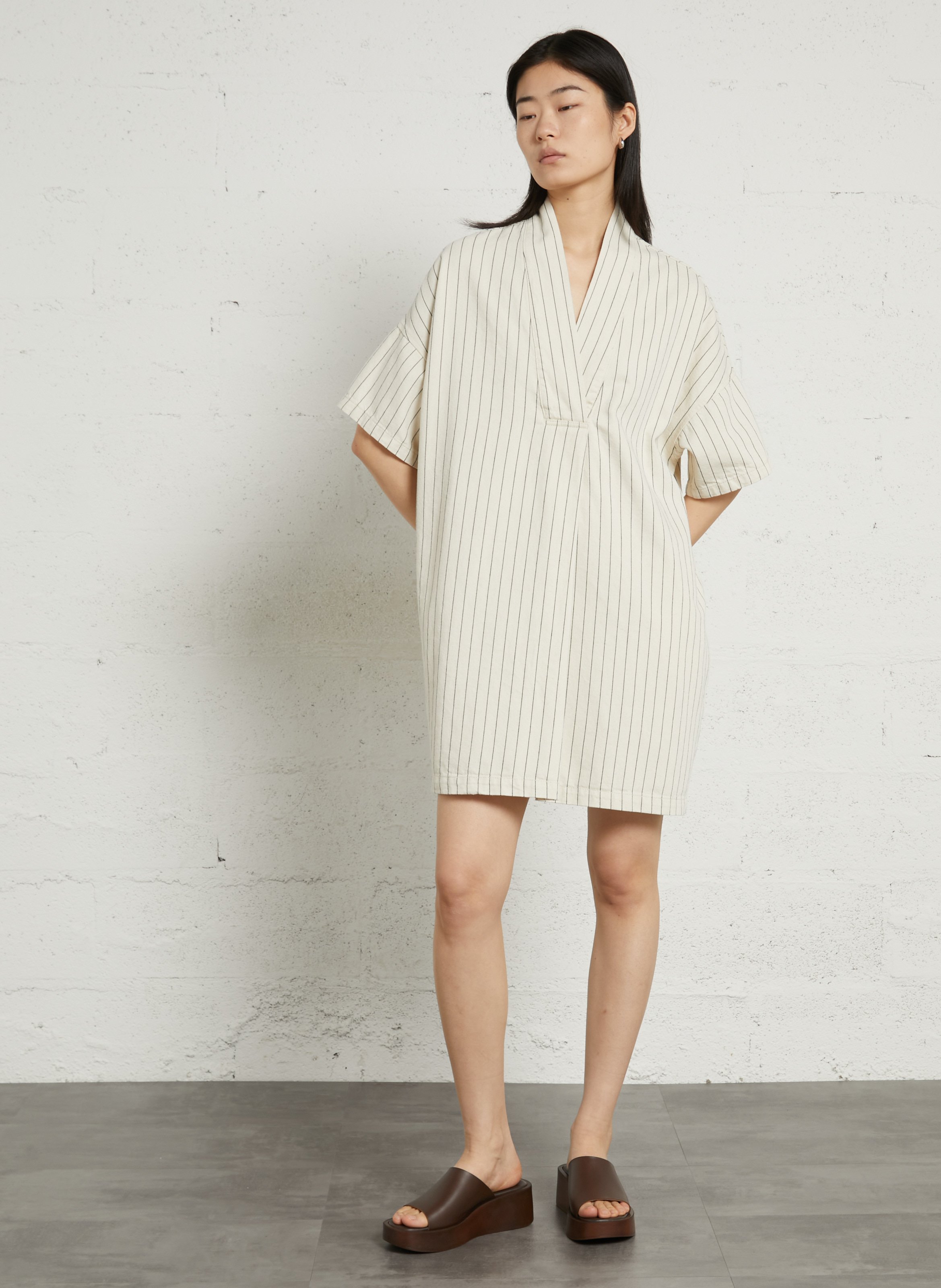 Kurzes, weites Baumwollkleid BELLEROSE Blau