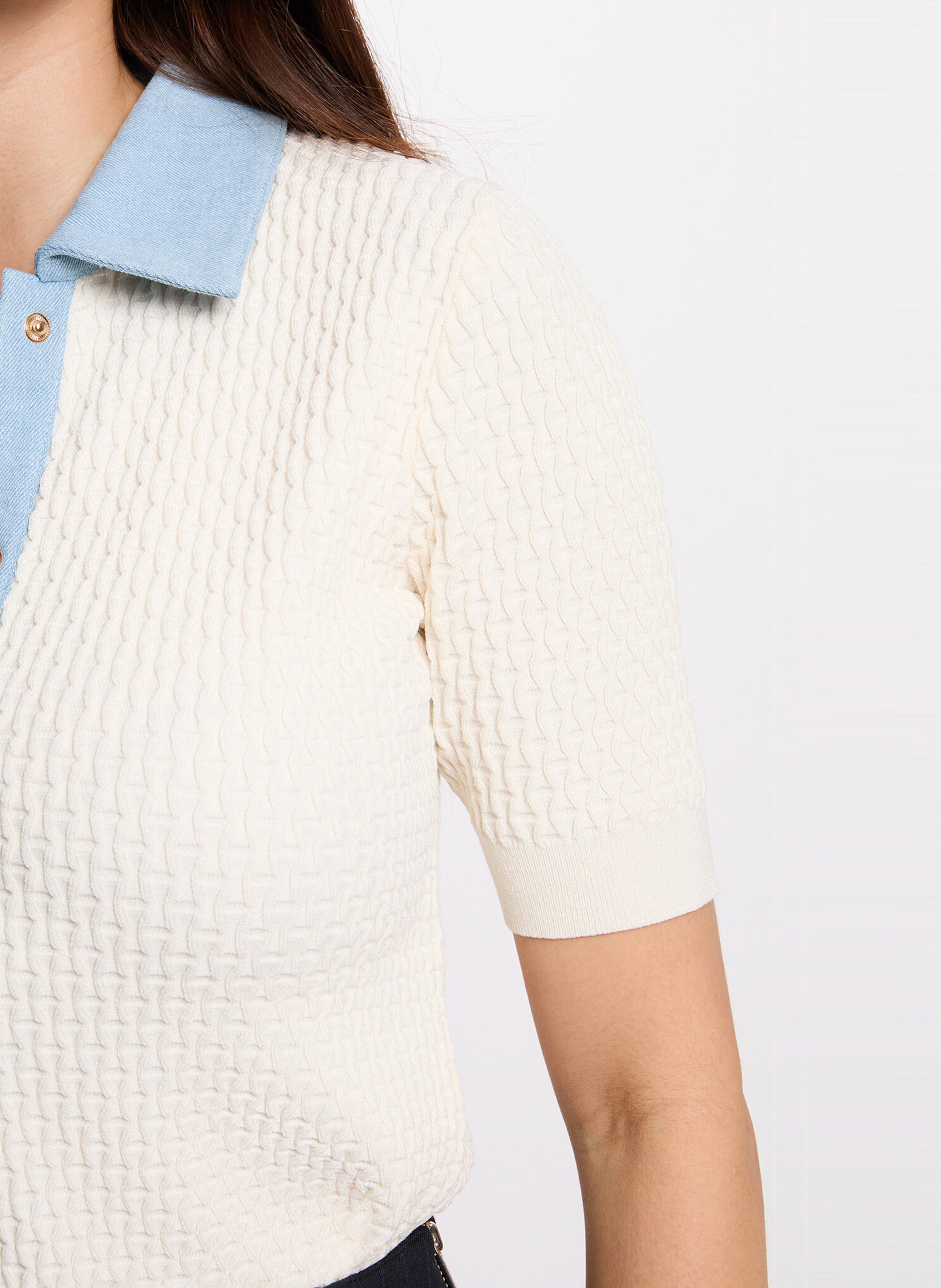 Kurze taillierte Weste mit Revers-Kragen MORGAN Beige