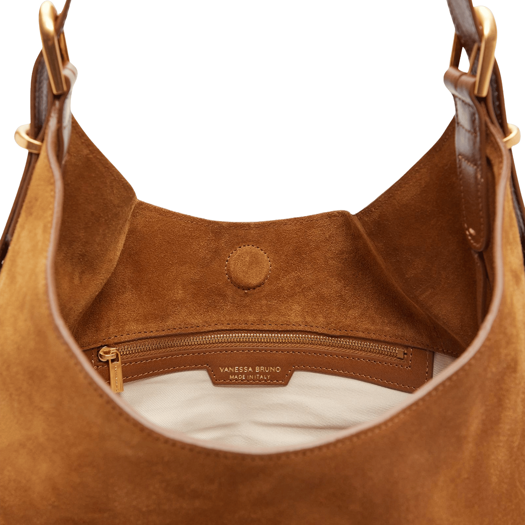 Sac hobo à franges en cuir souple VANESSA BRUNO Marron