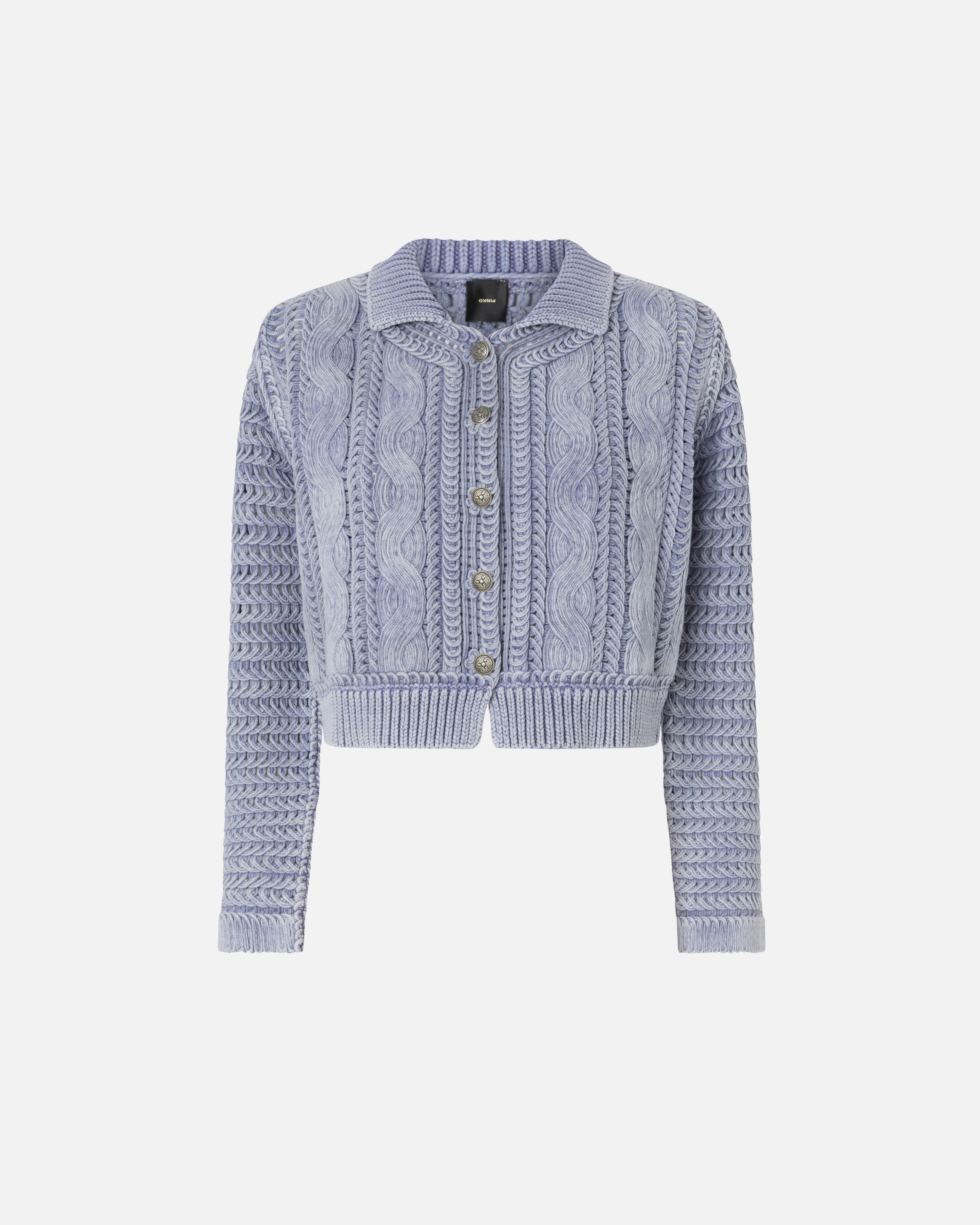 Cardigan cropped en grosse maille et torsades PINKO Violet