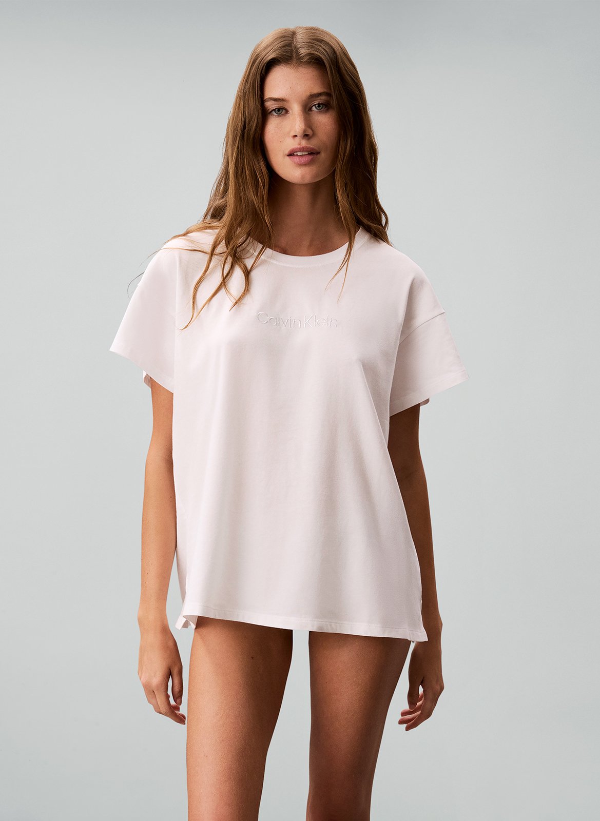 Gerade geschnittenes Rundhals-T-Shirt aus Baumwoll-Mix CALVIN KLEIN UNDERWEAR Weiss