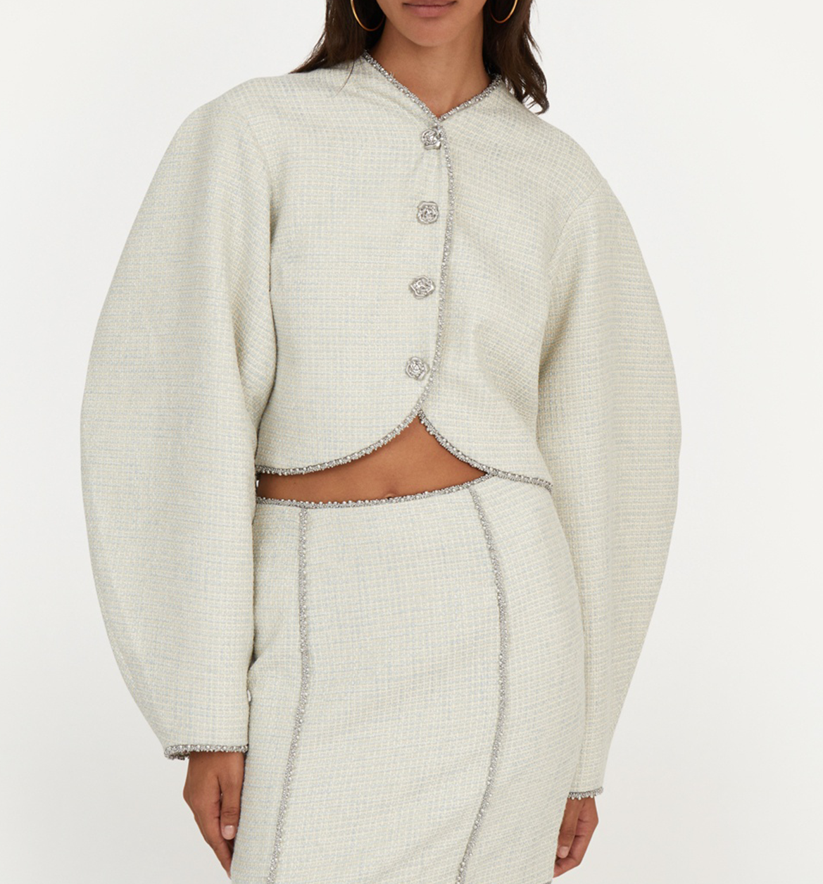 Gerade geschnittene Tweedjacke ROTATE Schwarz