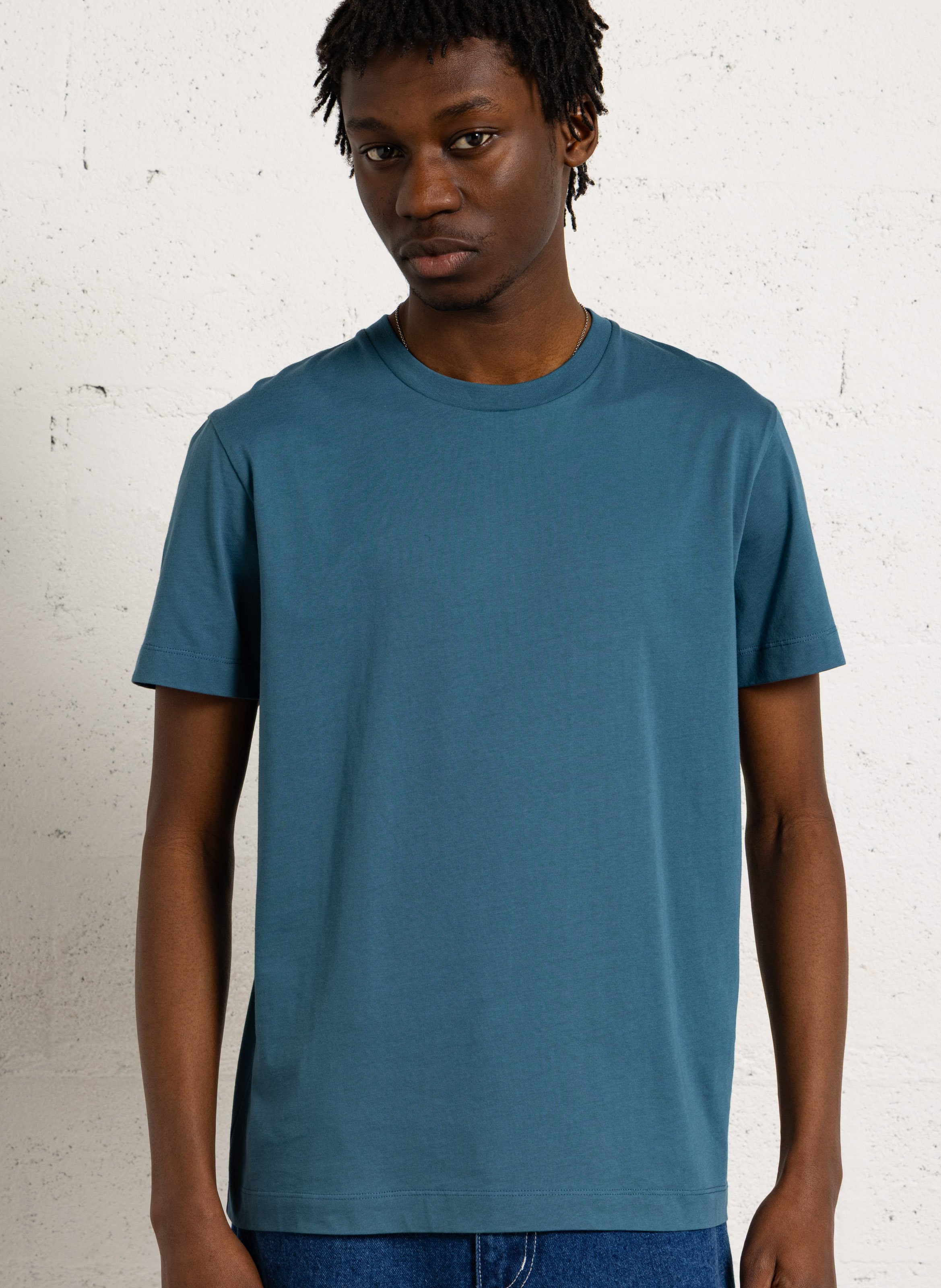 Tee-shirt droit col rond en coton bio AU PRINTEMPS PARIS