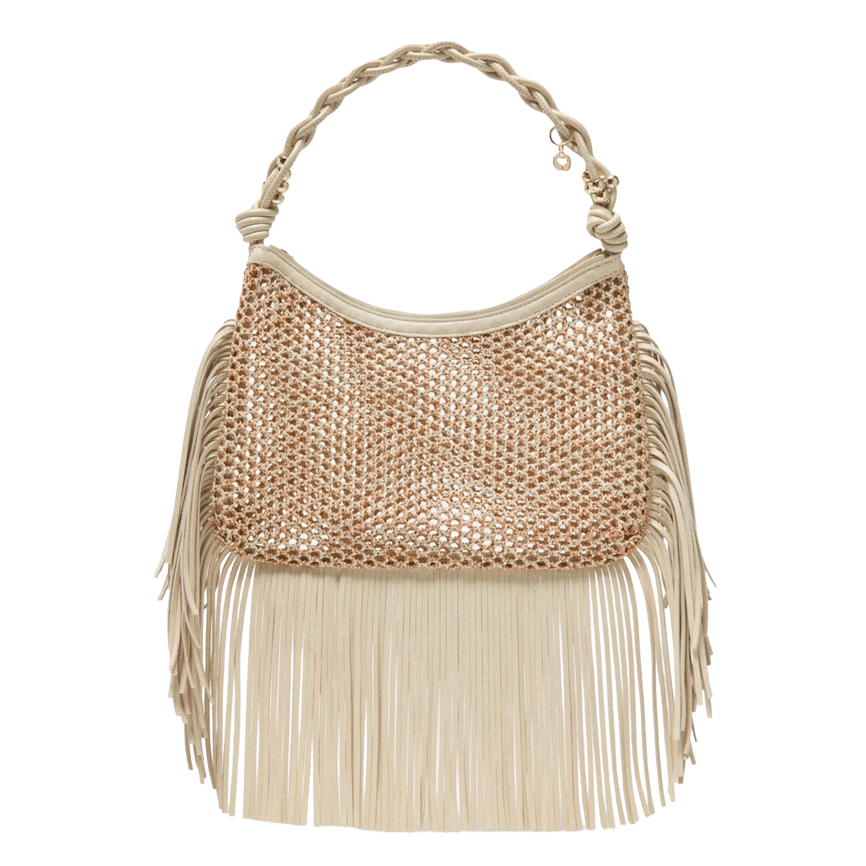 Sac hobe en cuir MAJE Beige