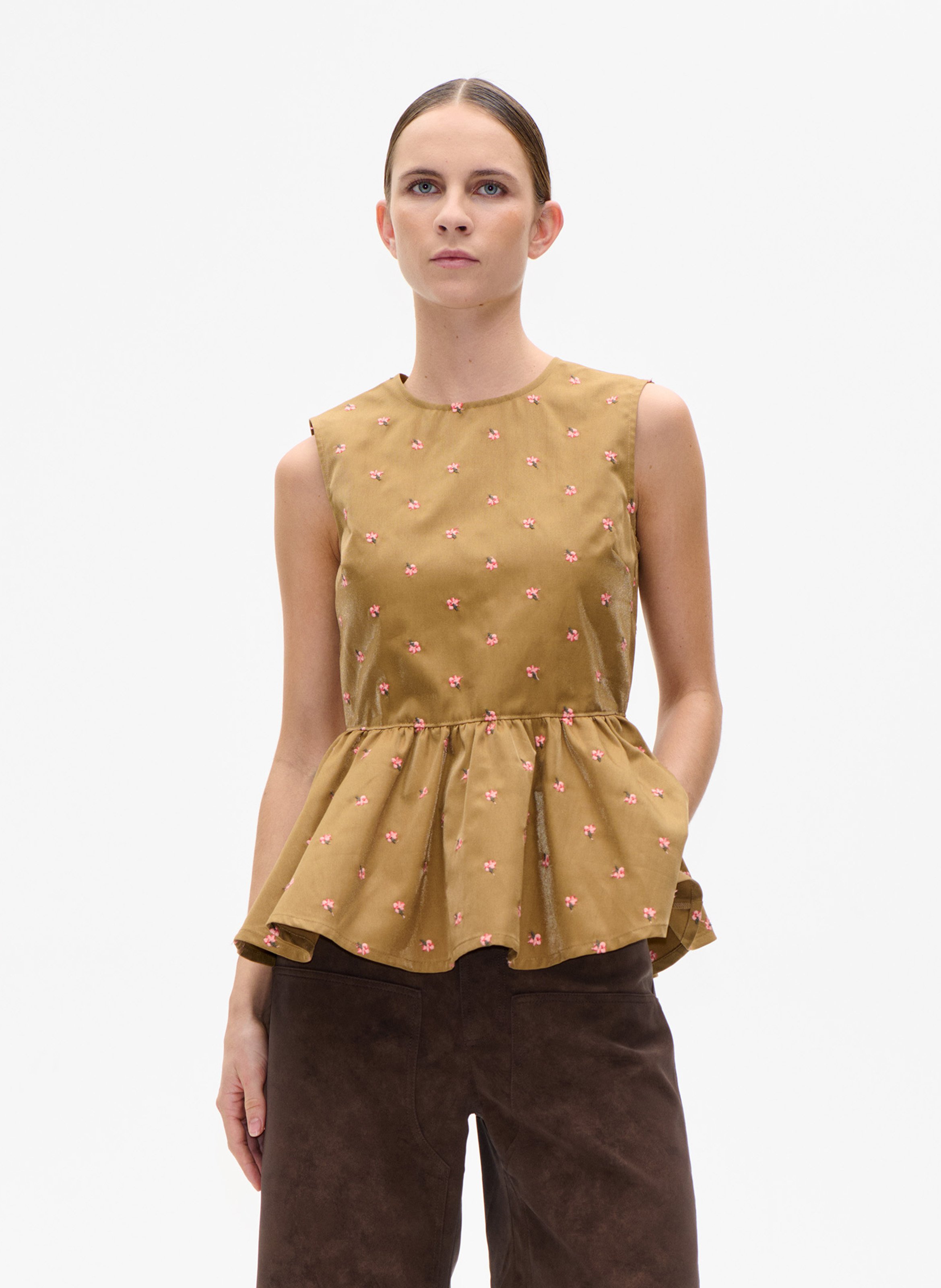 Printed top with ruffles BAUM UND PFERDGARTEN Brown