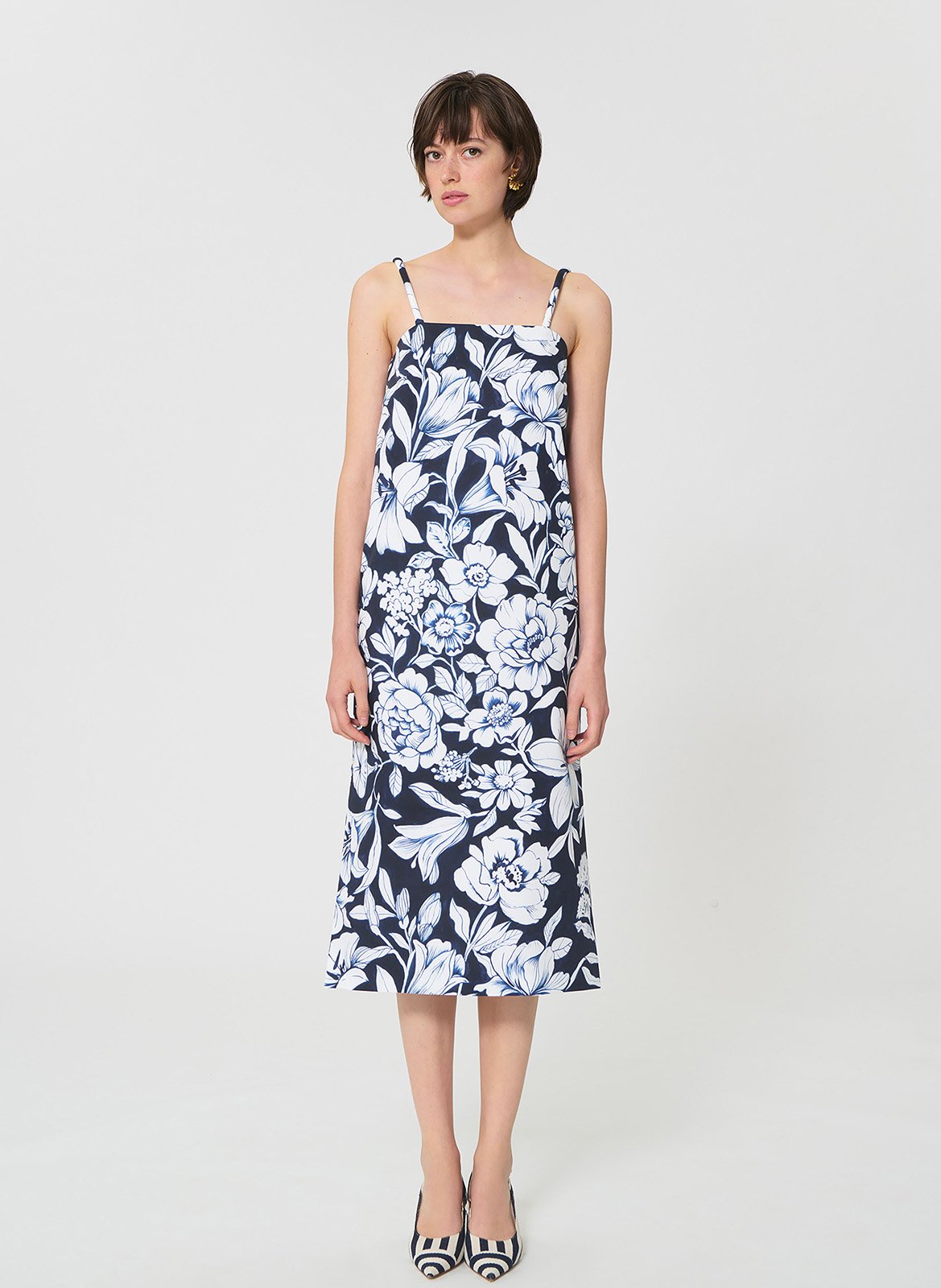 Robe midi en coton imprimé TARA JARMON Blue