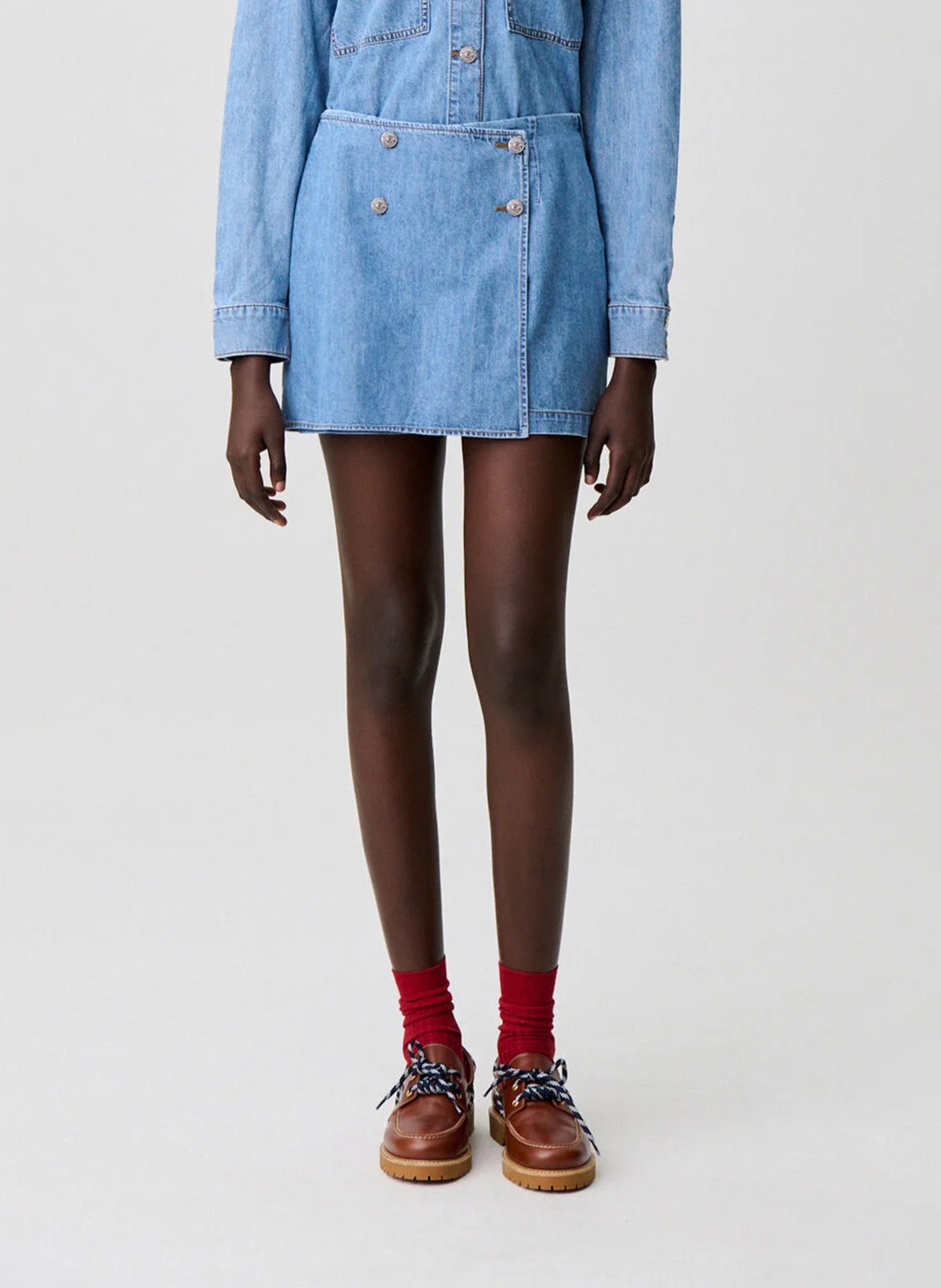 Gerade geschnittene Baumwollshorts CLAUDIE PIERLOT Blau