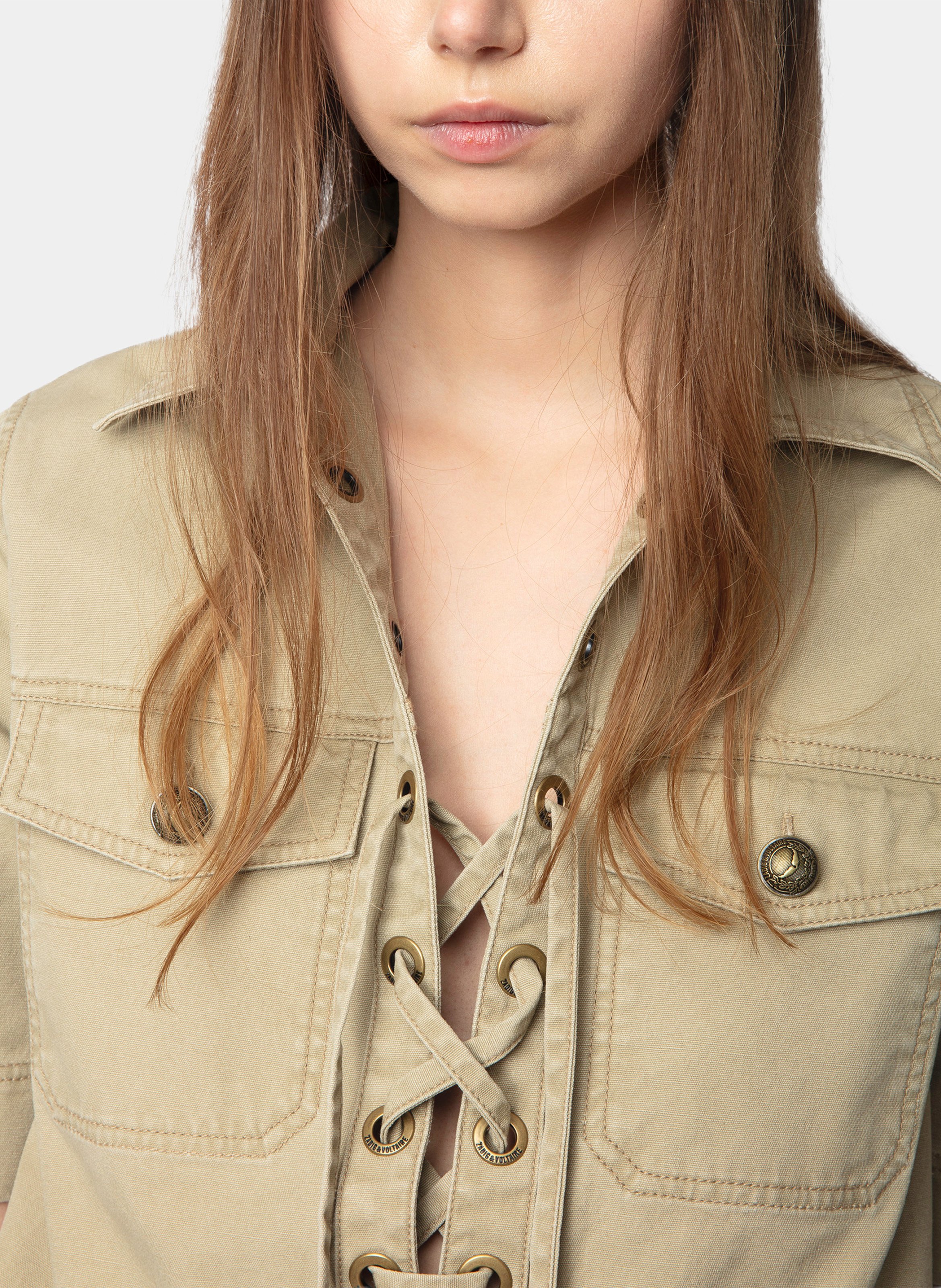 Borsa a mano con tasche in pelle ZADIG&VOLTAIRE Beige