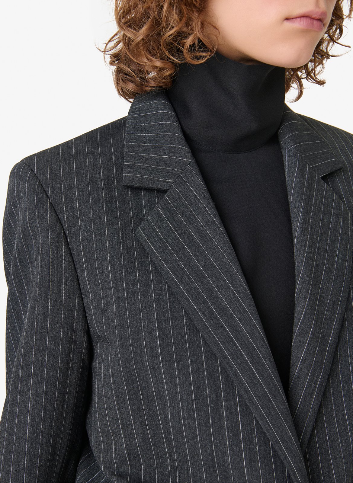 Veste tailleur oversize en laine mélangée rayée IRO Gris