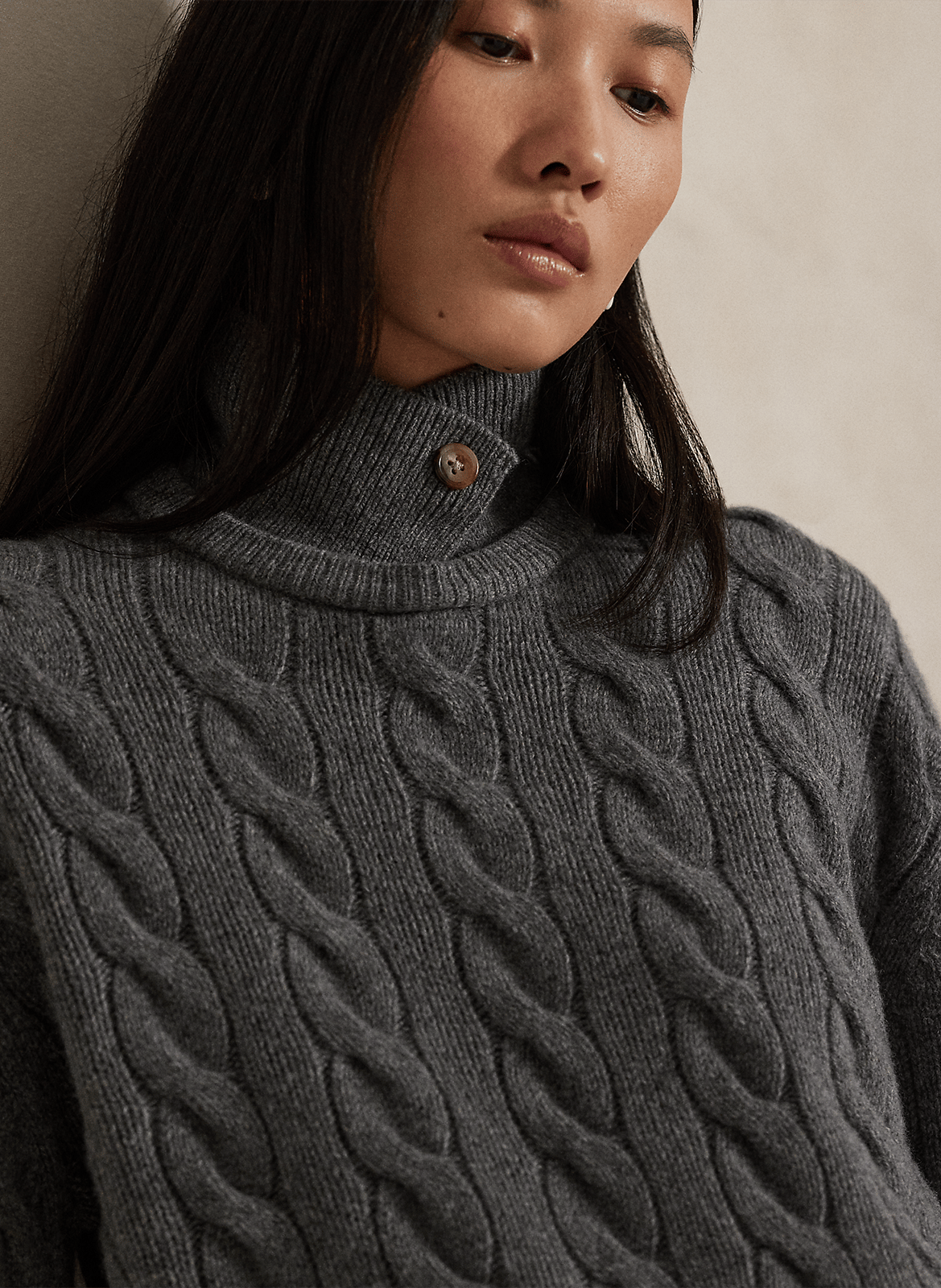Gerade geschnittener Pullover aus geflochtener Strickware POLO RALPH LAUREN Grau