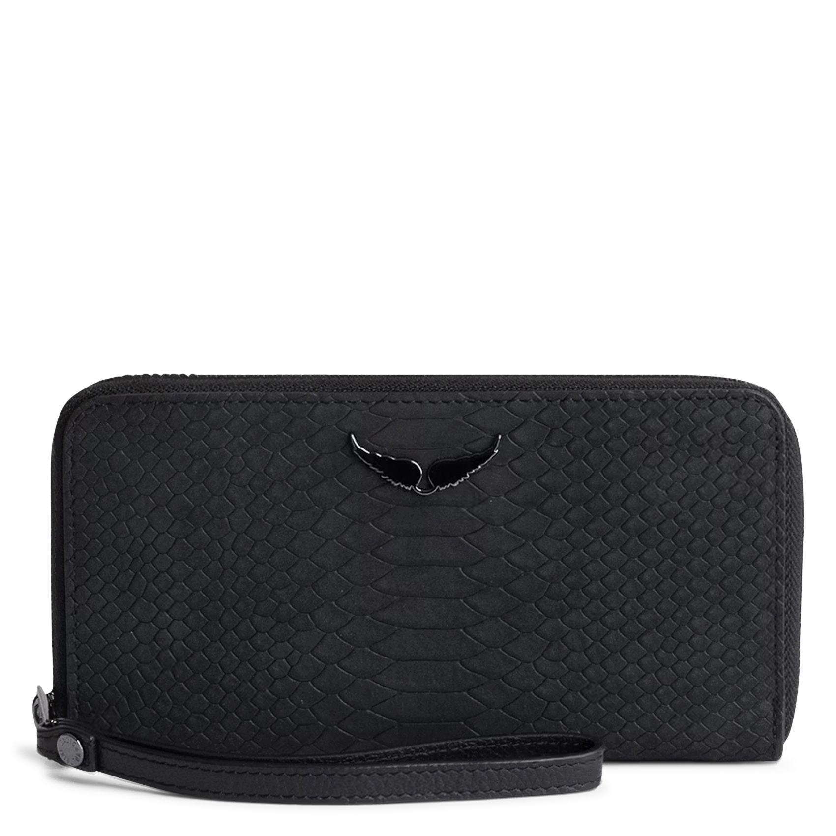 Portefeuille zippé jacquard en cuir ZADIG&VOLTAIRE Noir