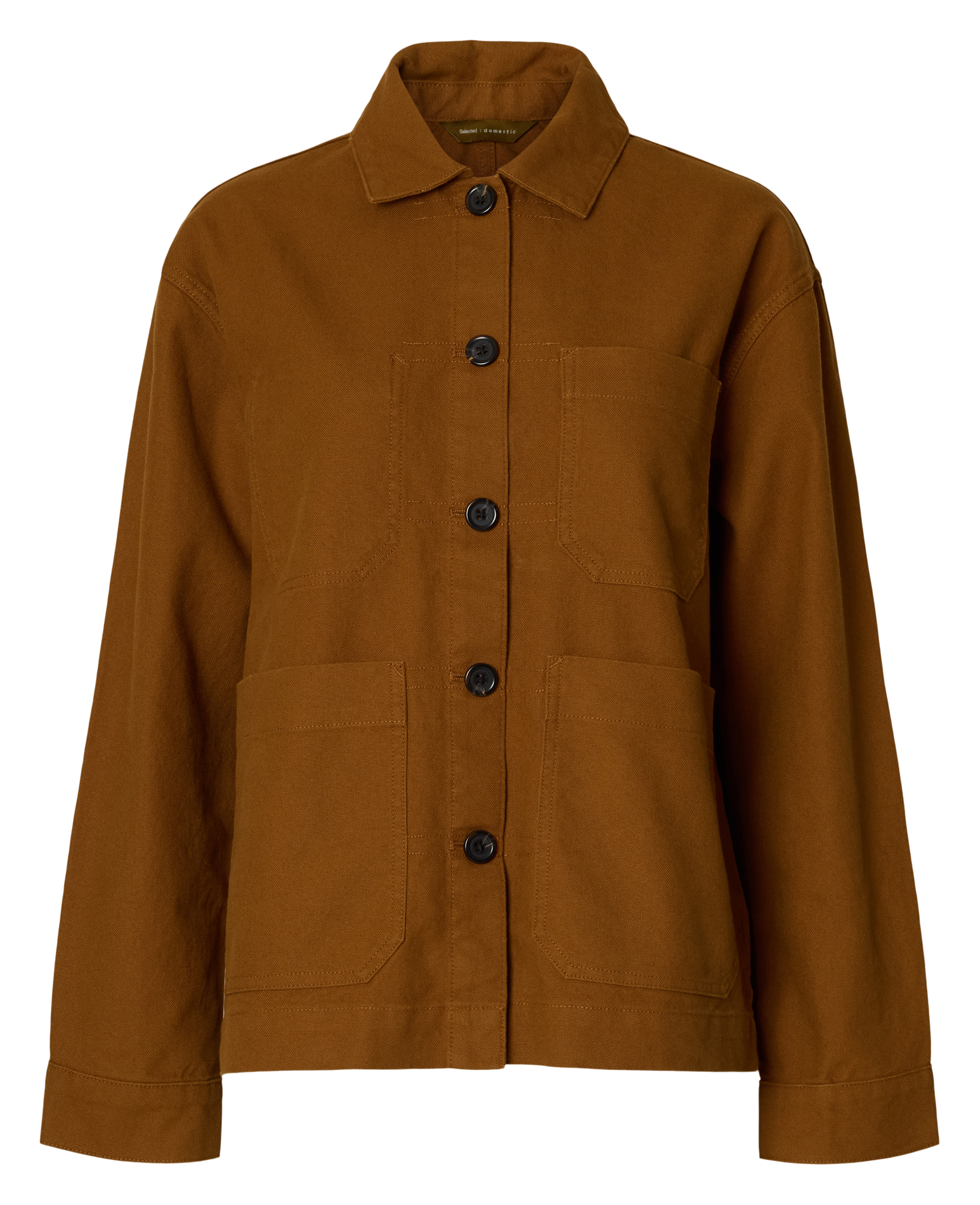 Veste ample en coton et en lin SELECTED Marron