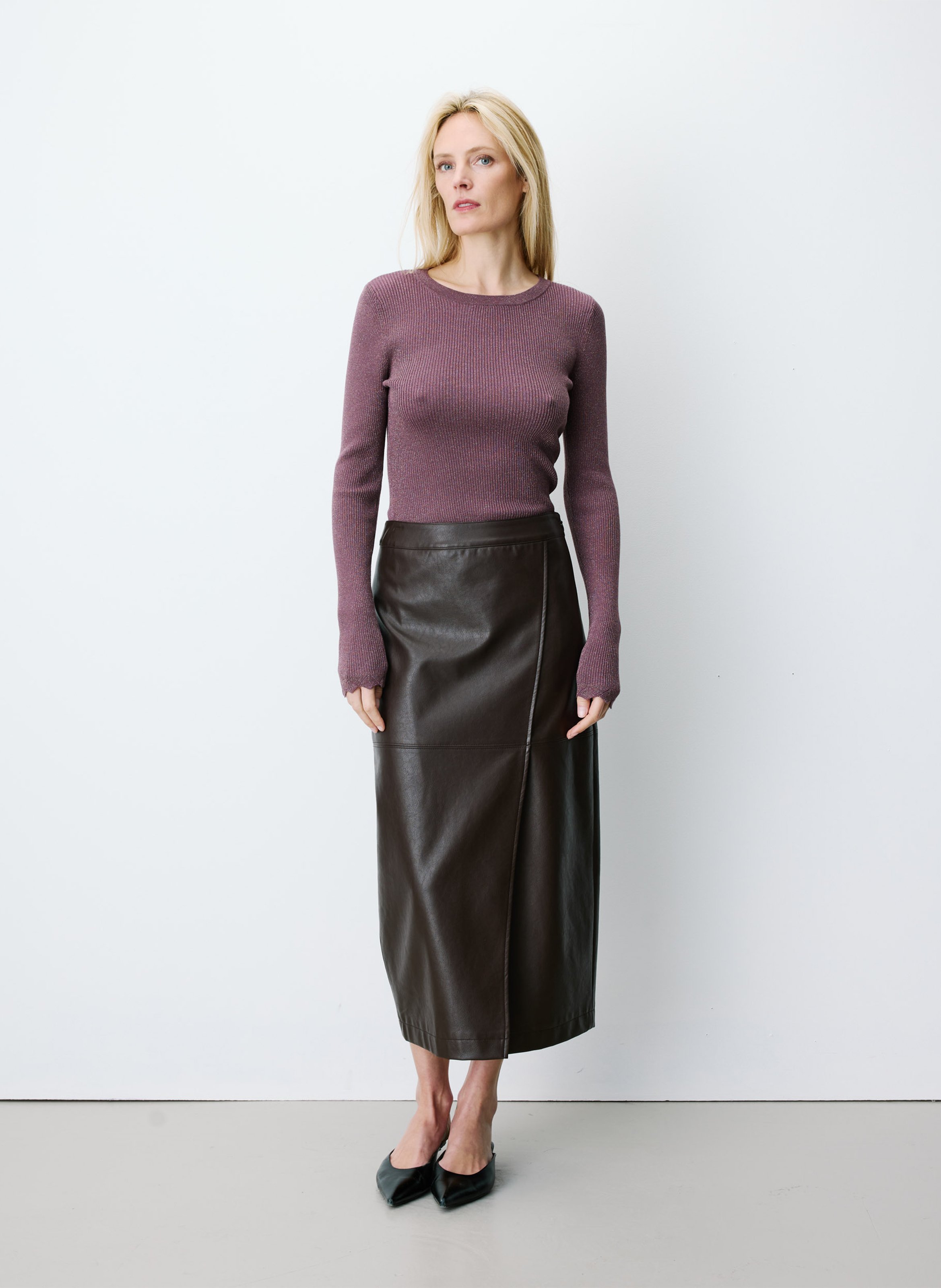 Jupe midi droite effet cuir | Marron GRACE ET MILA Femme