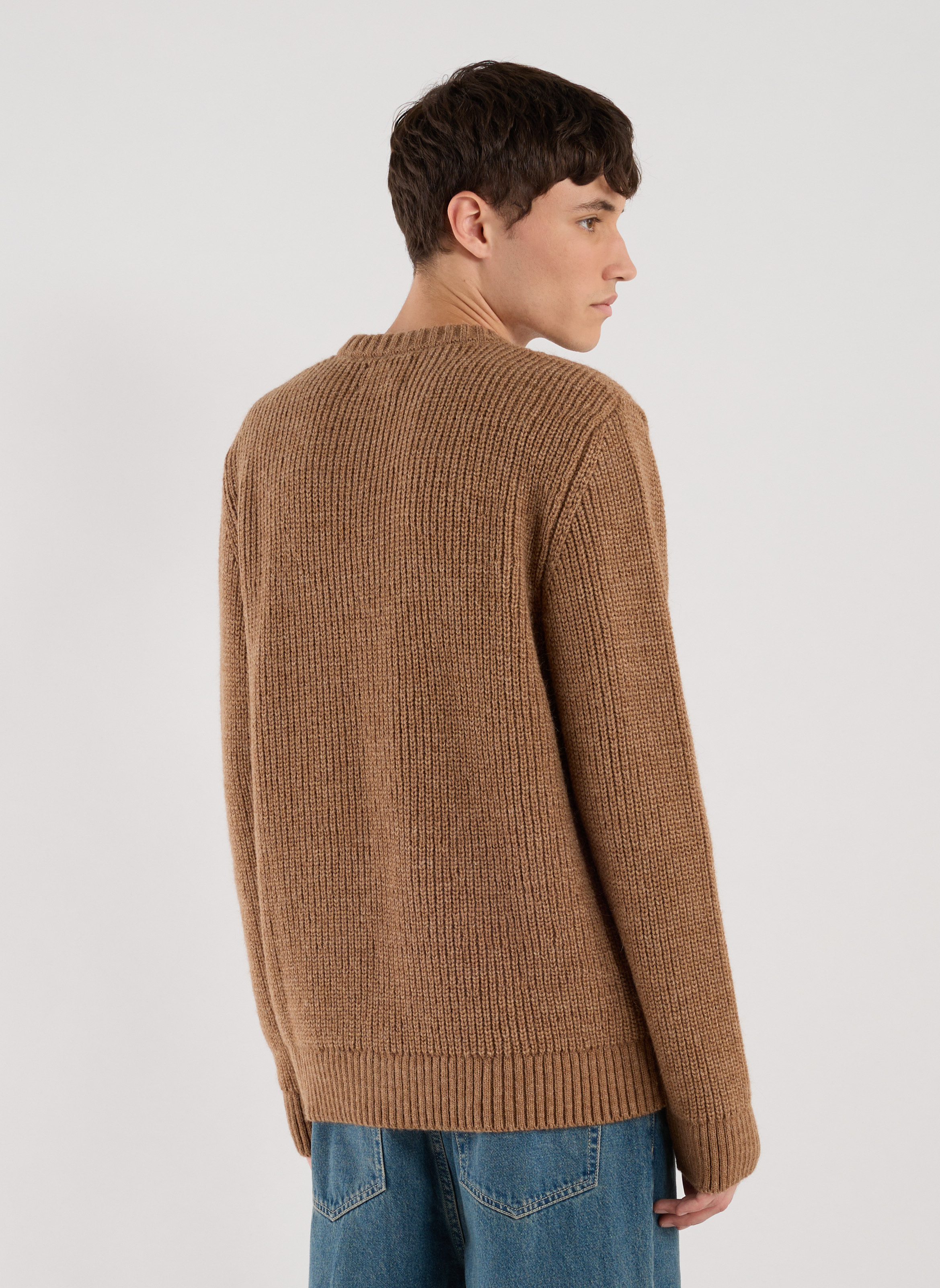 Pull droit col rond en alpaga mélangé SAISON 1865 Beige