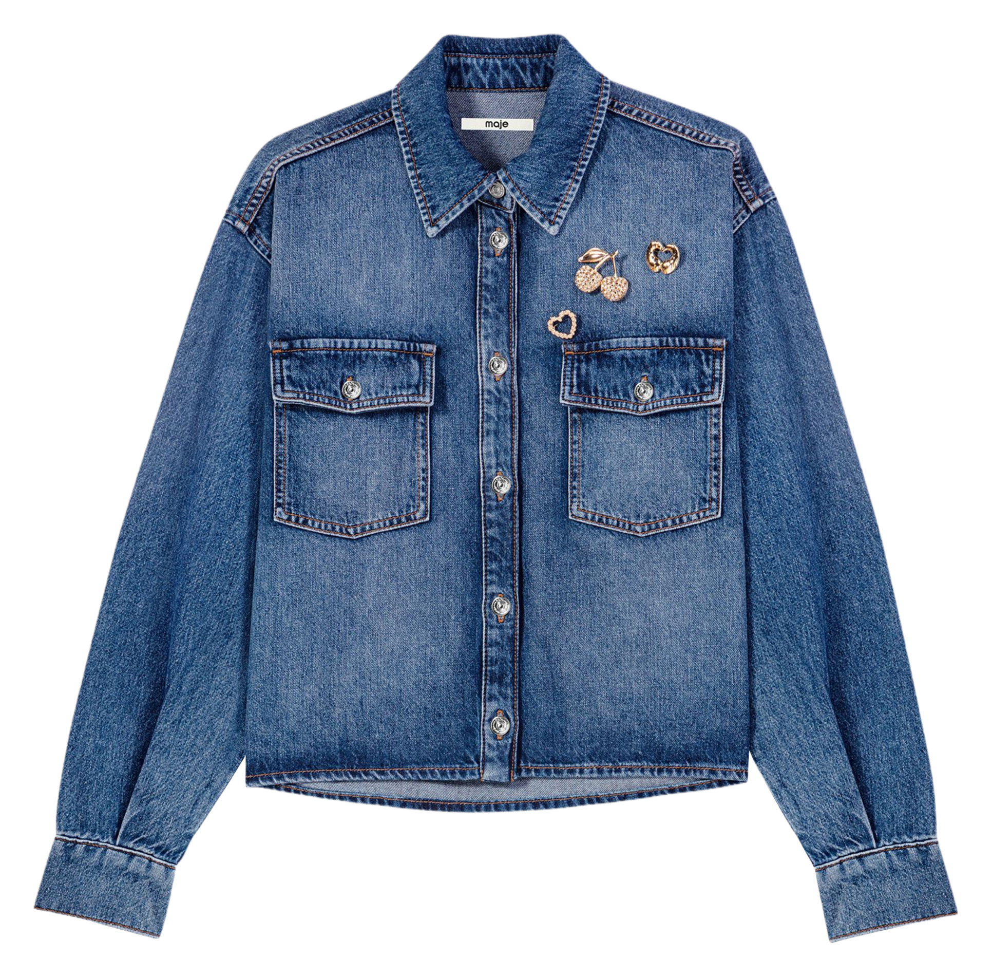 Oversized denim shirt MAJE Blue