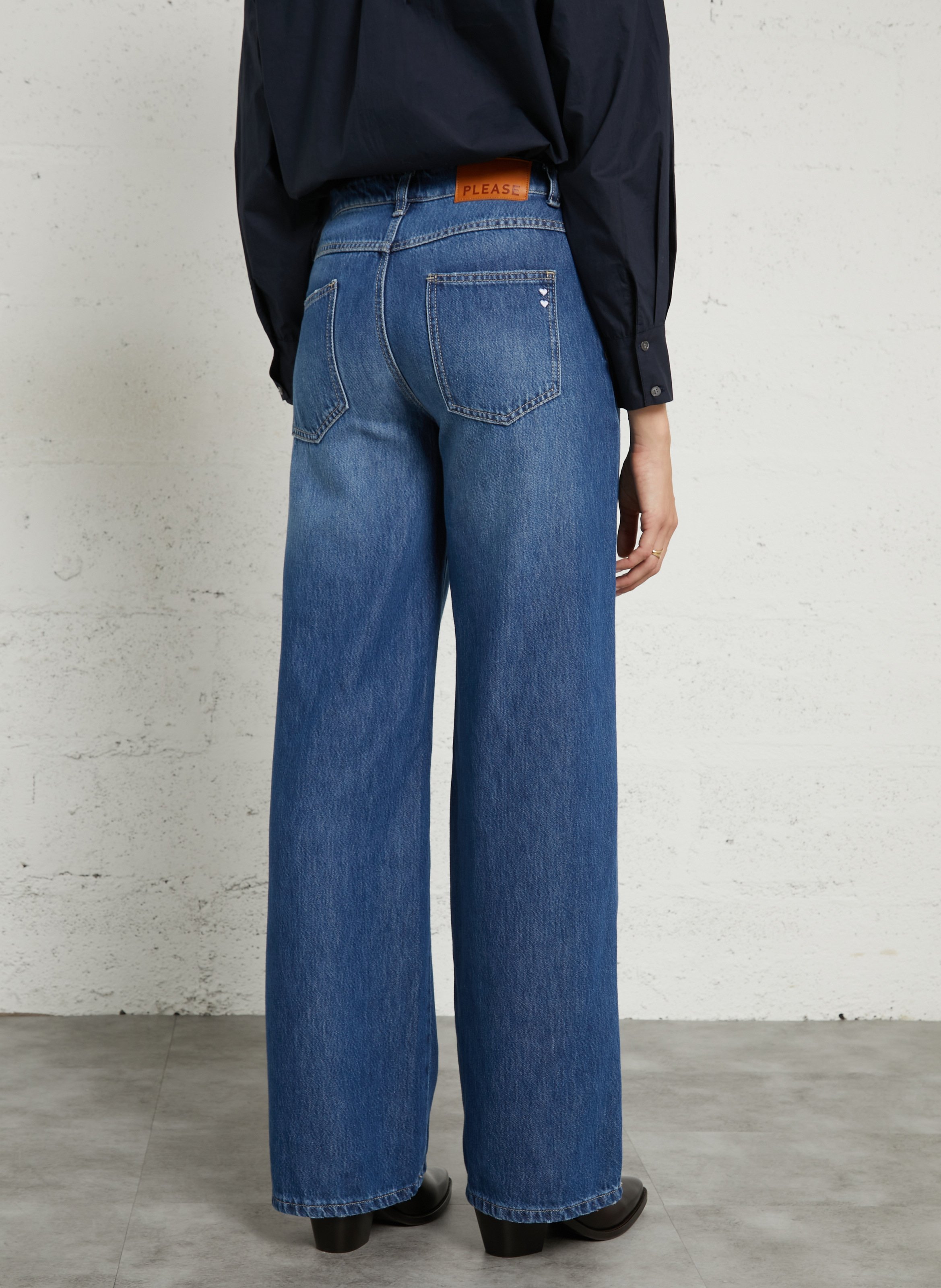 Straight-fit jeans van katoenmix PLEASE Blauw