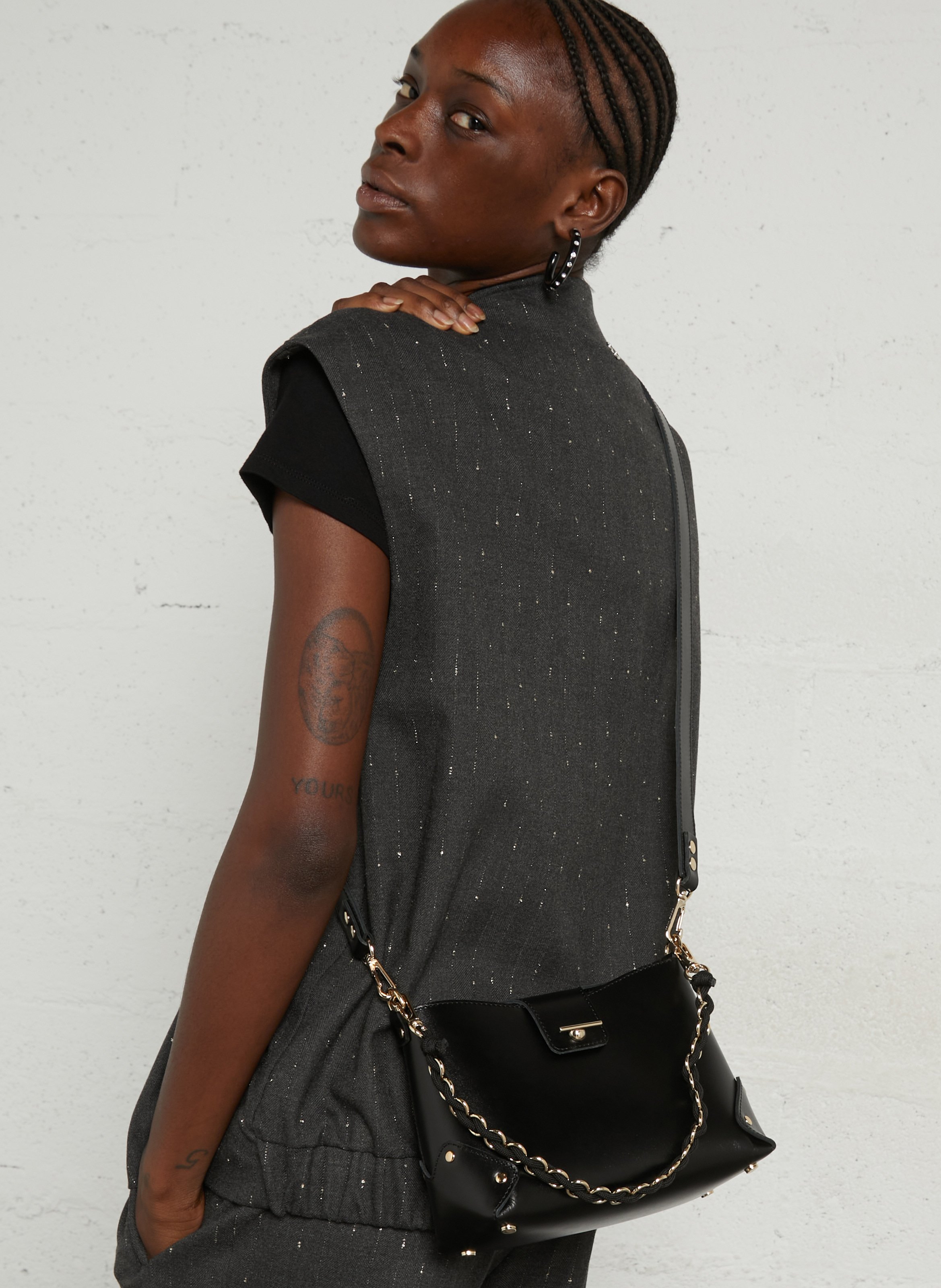 Sac bandoulière en cuir CRAIE STUDIO Noir