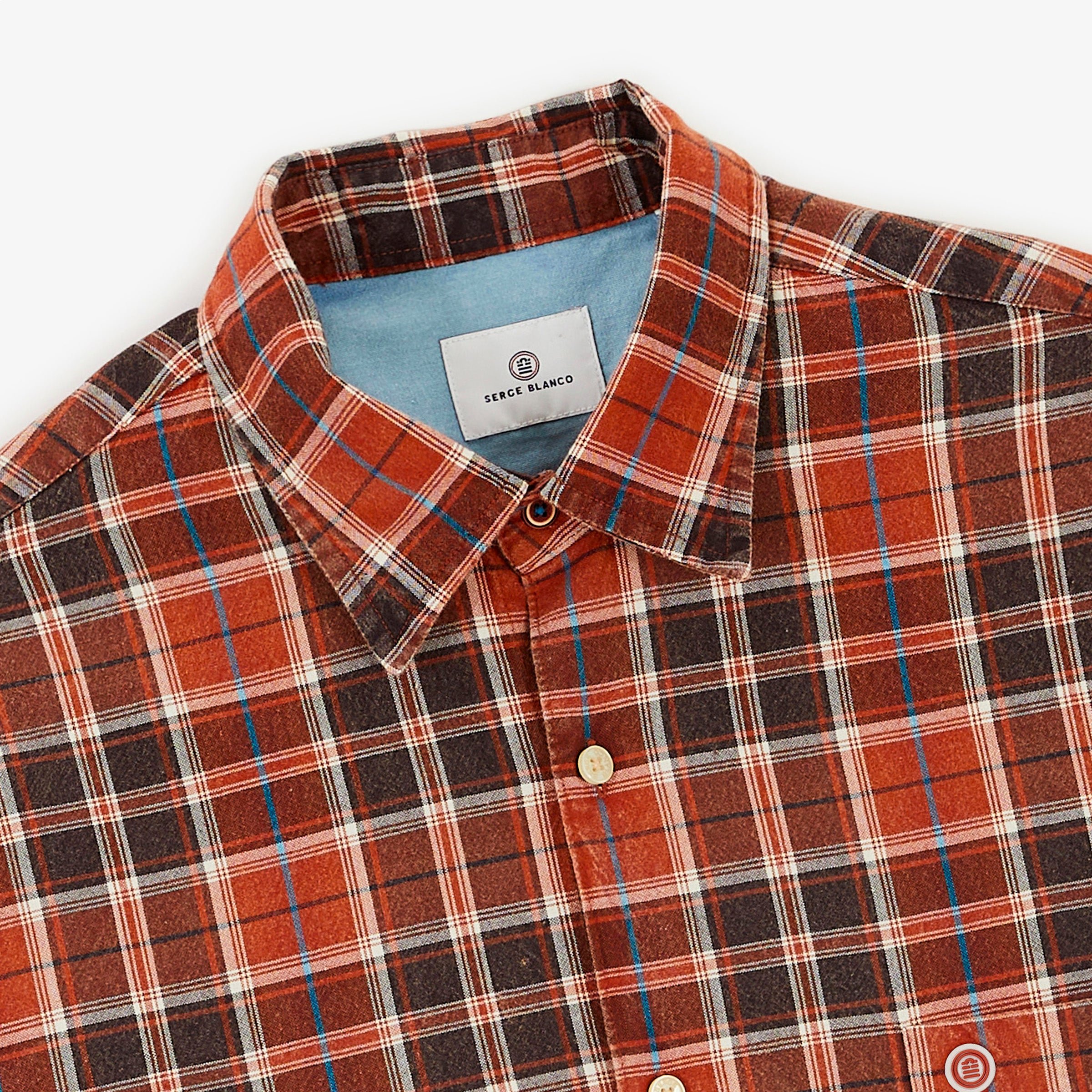 Red Medoc Checkered Long Sleeve Cotton Shirt SERGE BLANCO Red