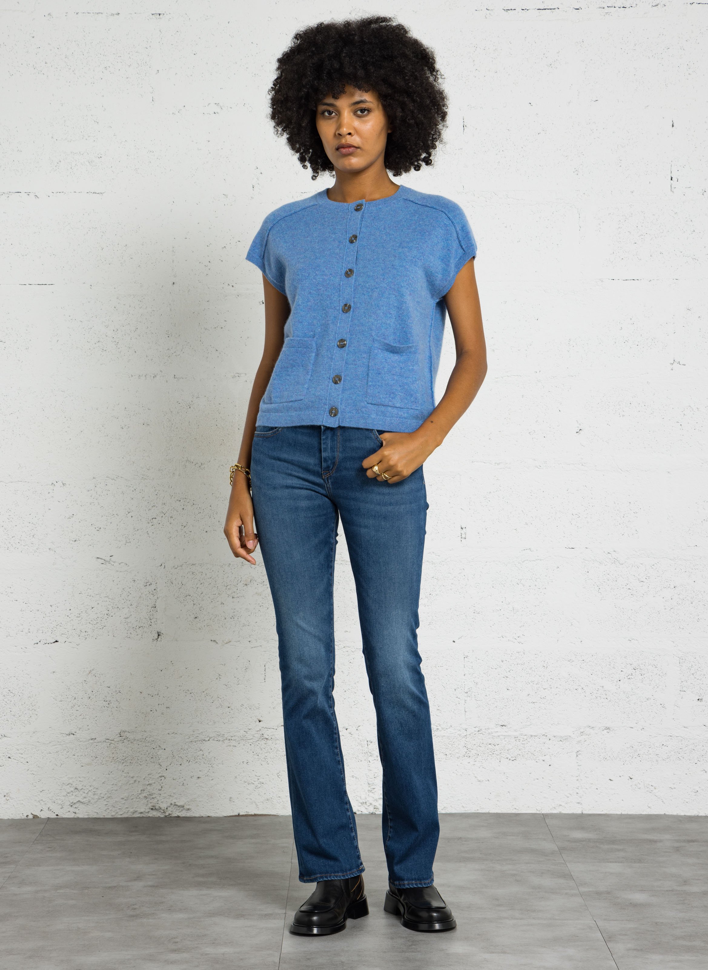 Gilet col rond en cachemire MAISON 123 Prune