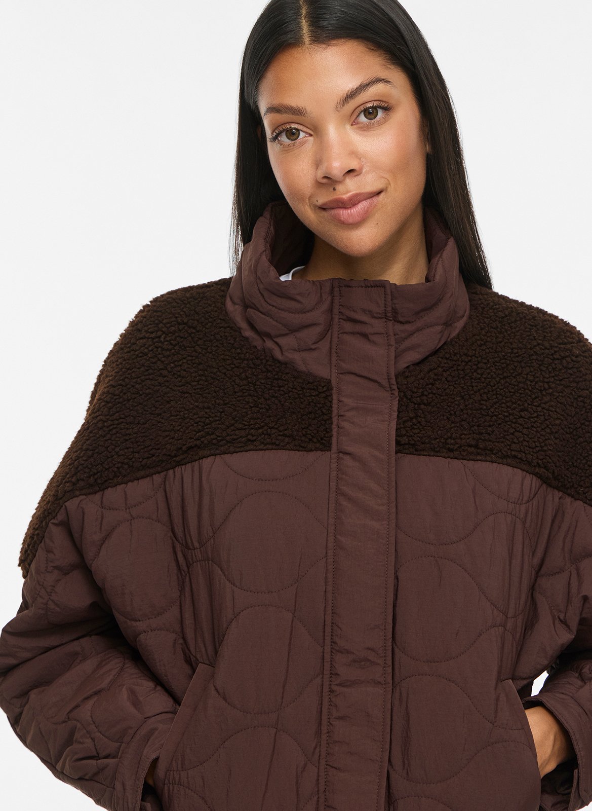 Einheitsfarbener Mantel mit Stehkragen VILA Braun