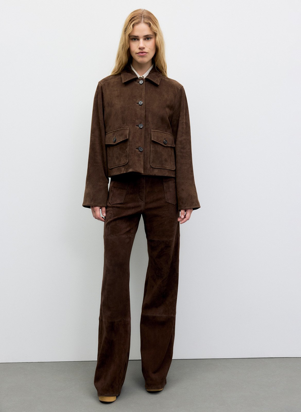 Veste boutonneée en cuir GERARD DAREL Brown