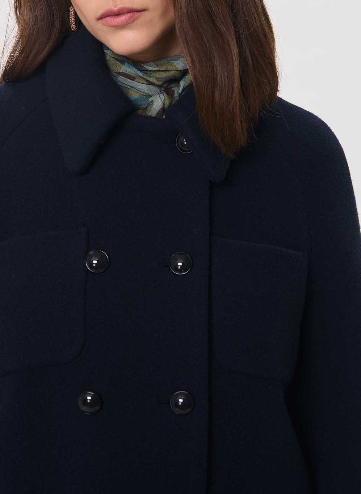 Manteau droit en laine mélangée | Bleu TARA JARMON Femme