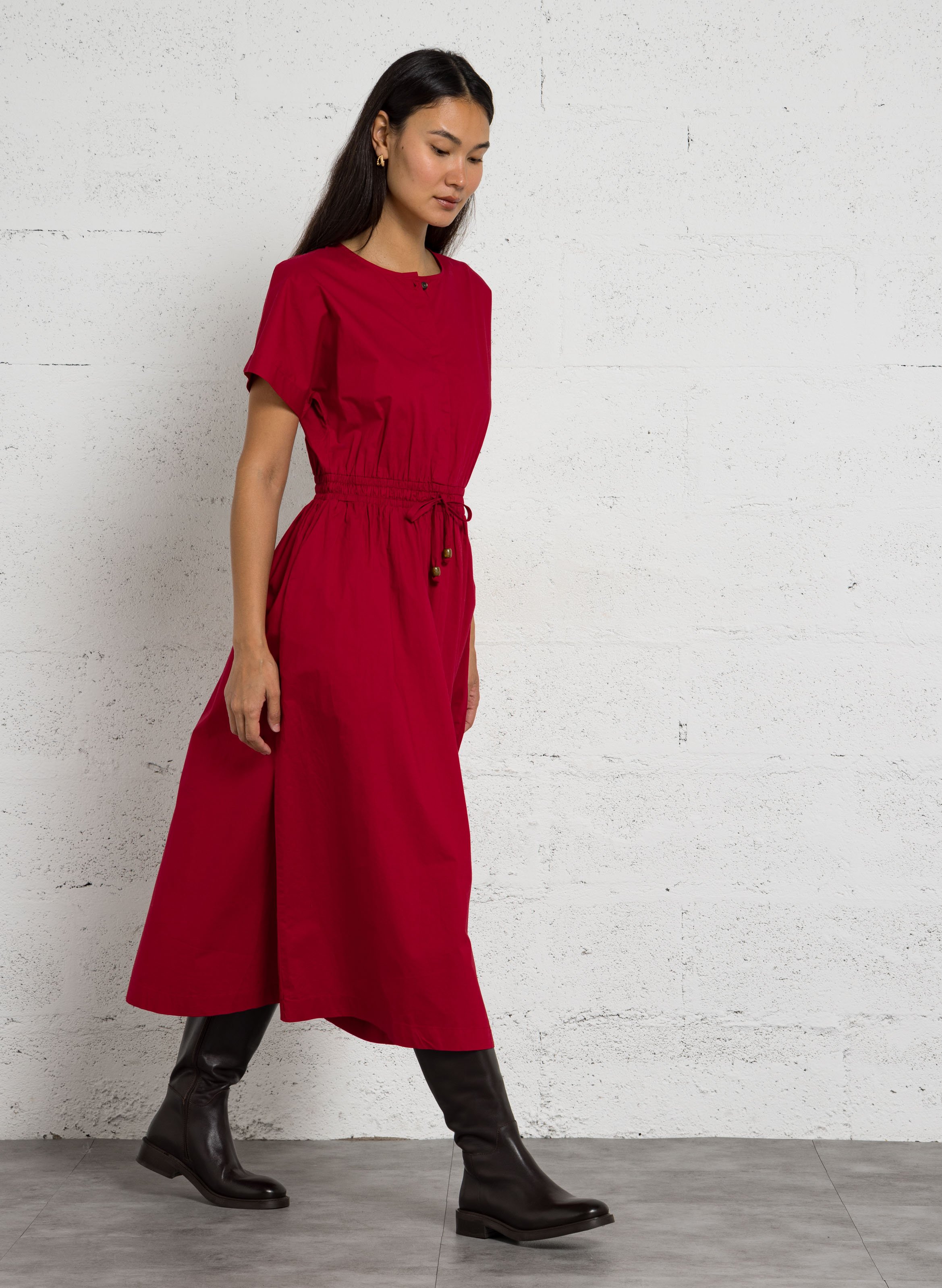 Robe longue cintrée en coton MAISON 123 Rouge
