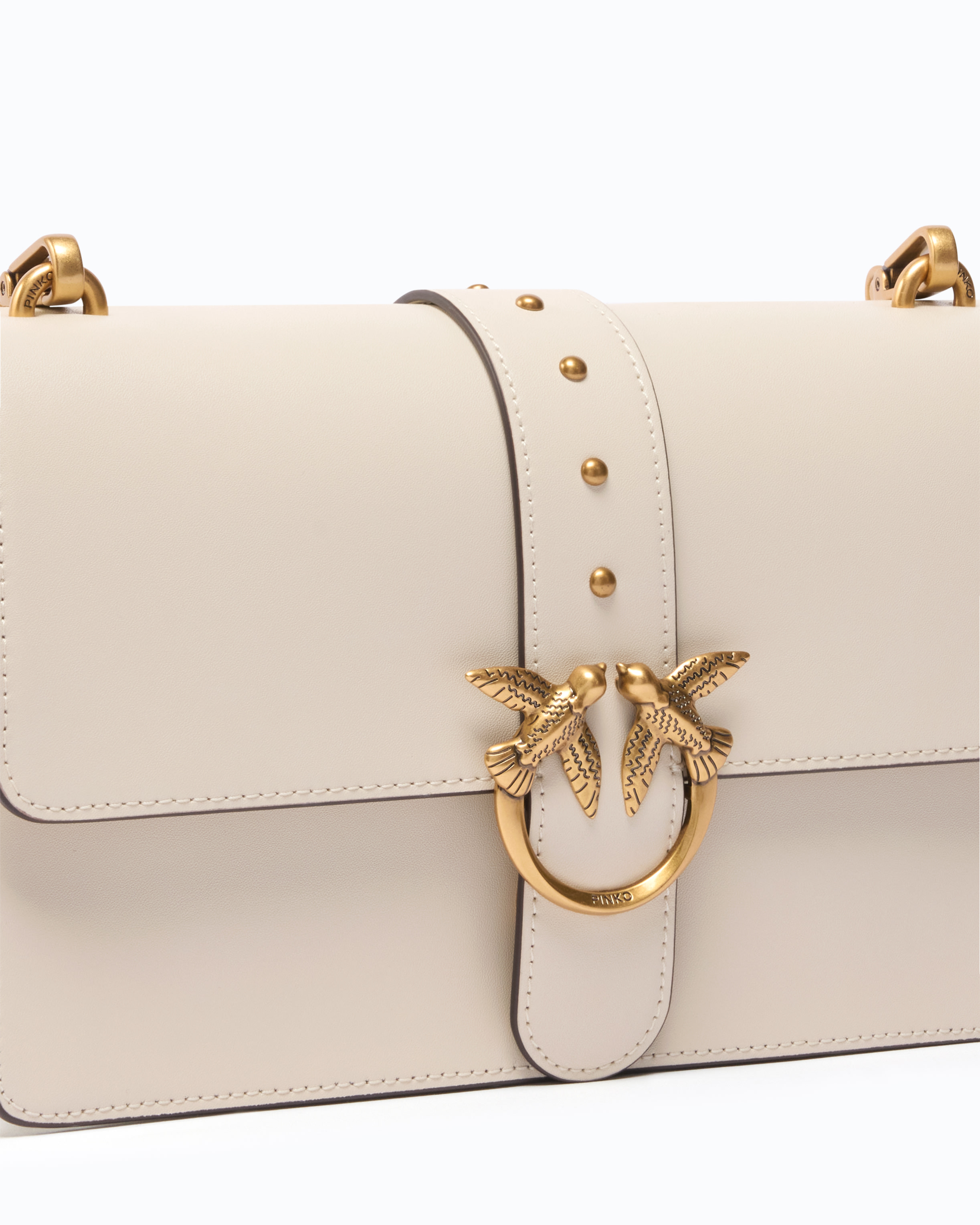 Sac à main moyen love bag one en cuir avec new buckle PINKO Blanc