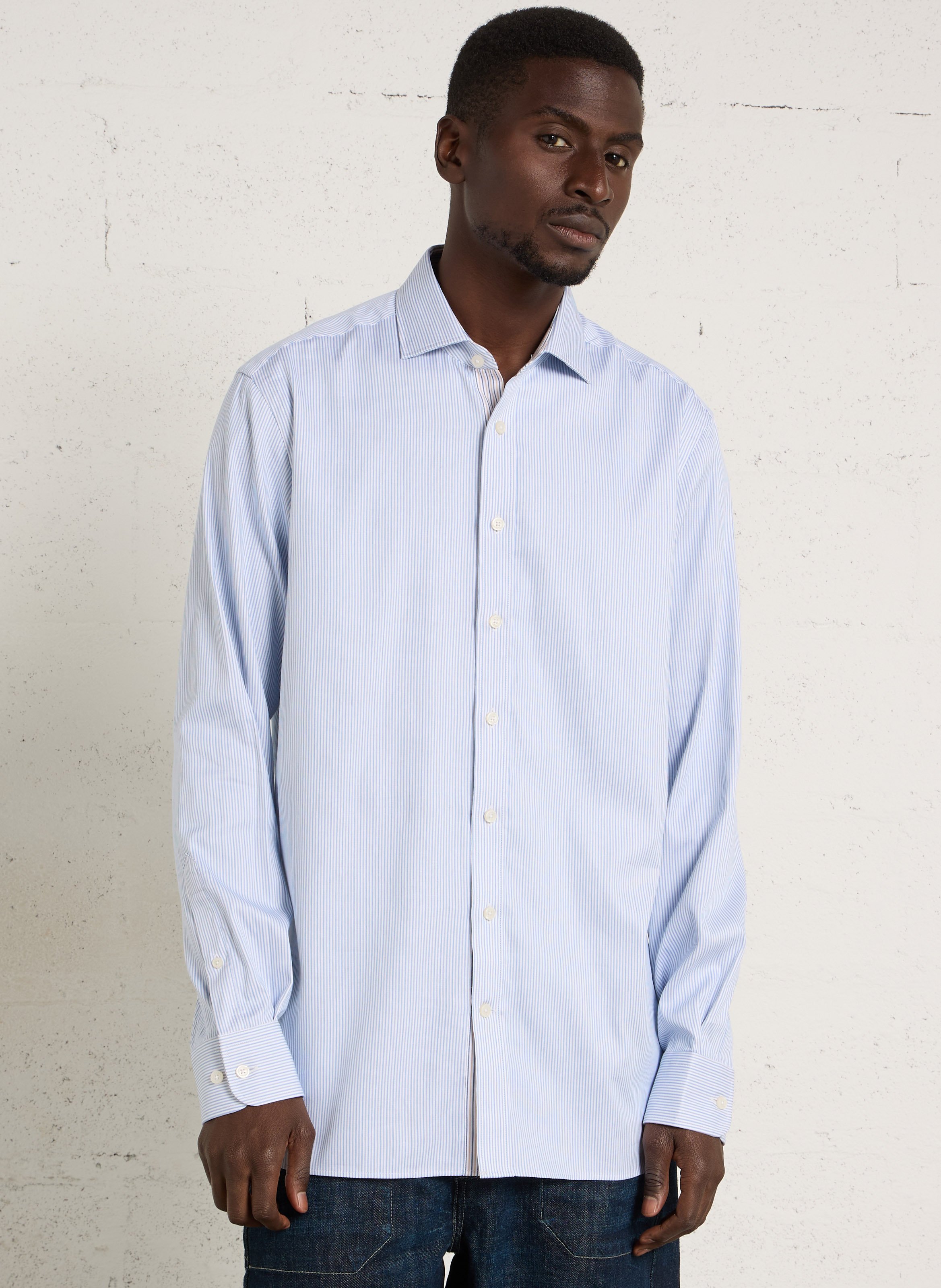 Chemise droite boutonnée à rayures HACKETT Bleu
