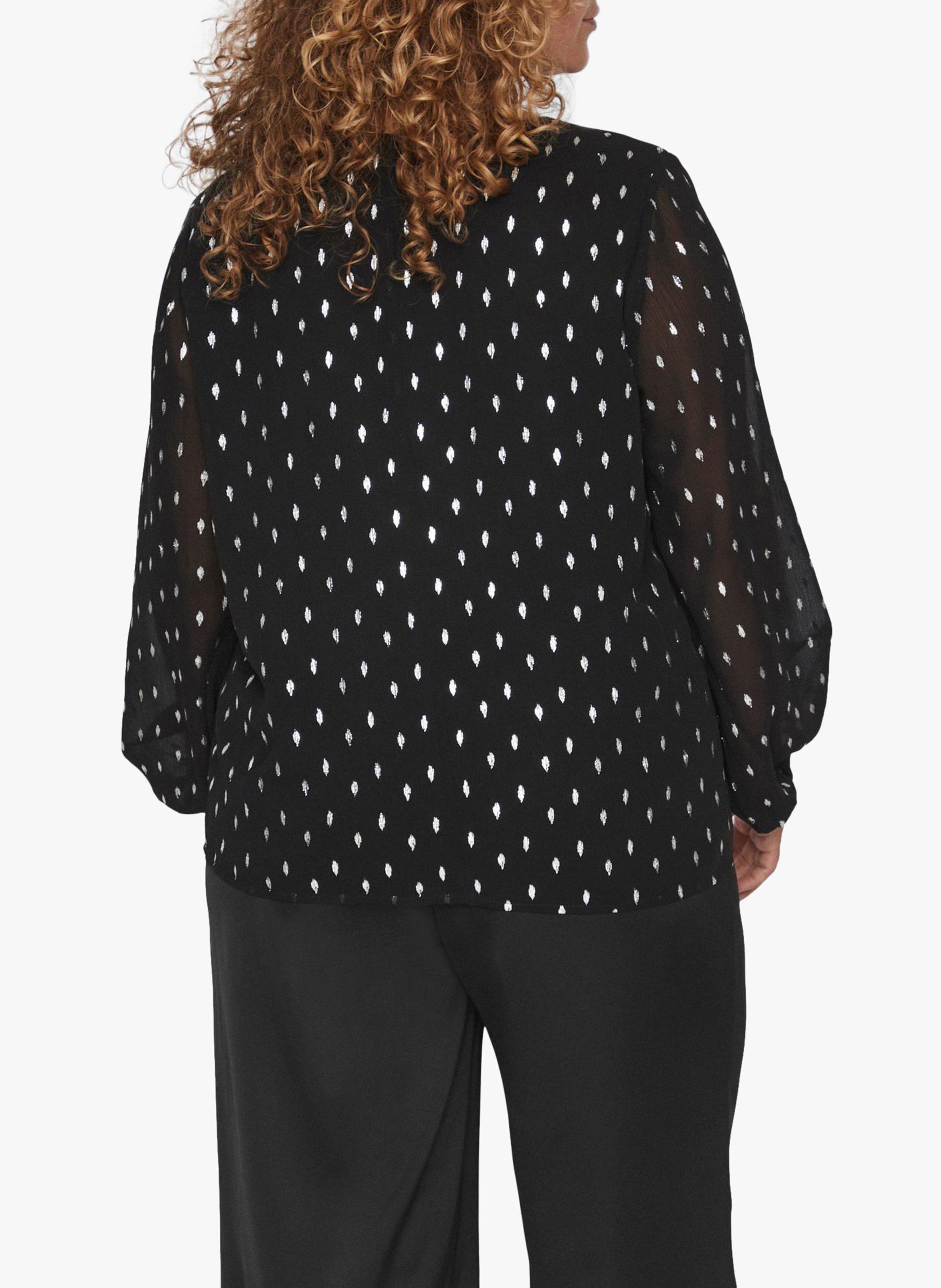 Blouse col V imprimée pois EVOKED Noir