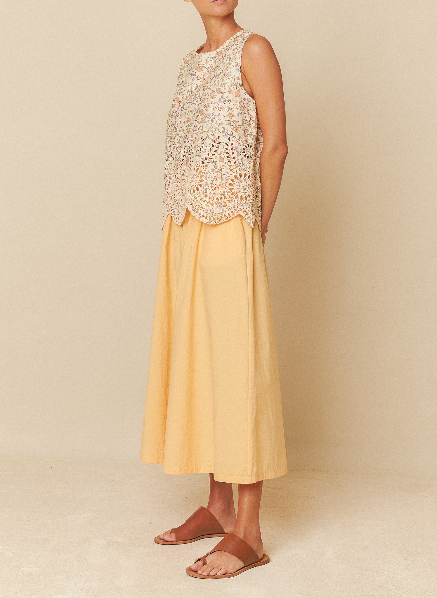 Embroidered cotton tank top INDI & COLD Beige