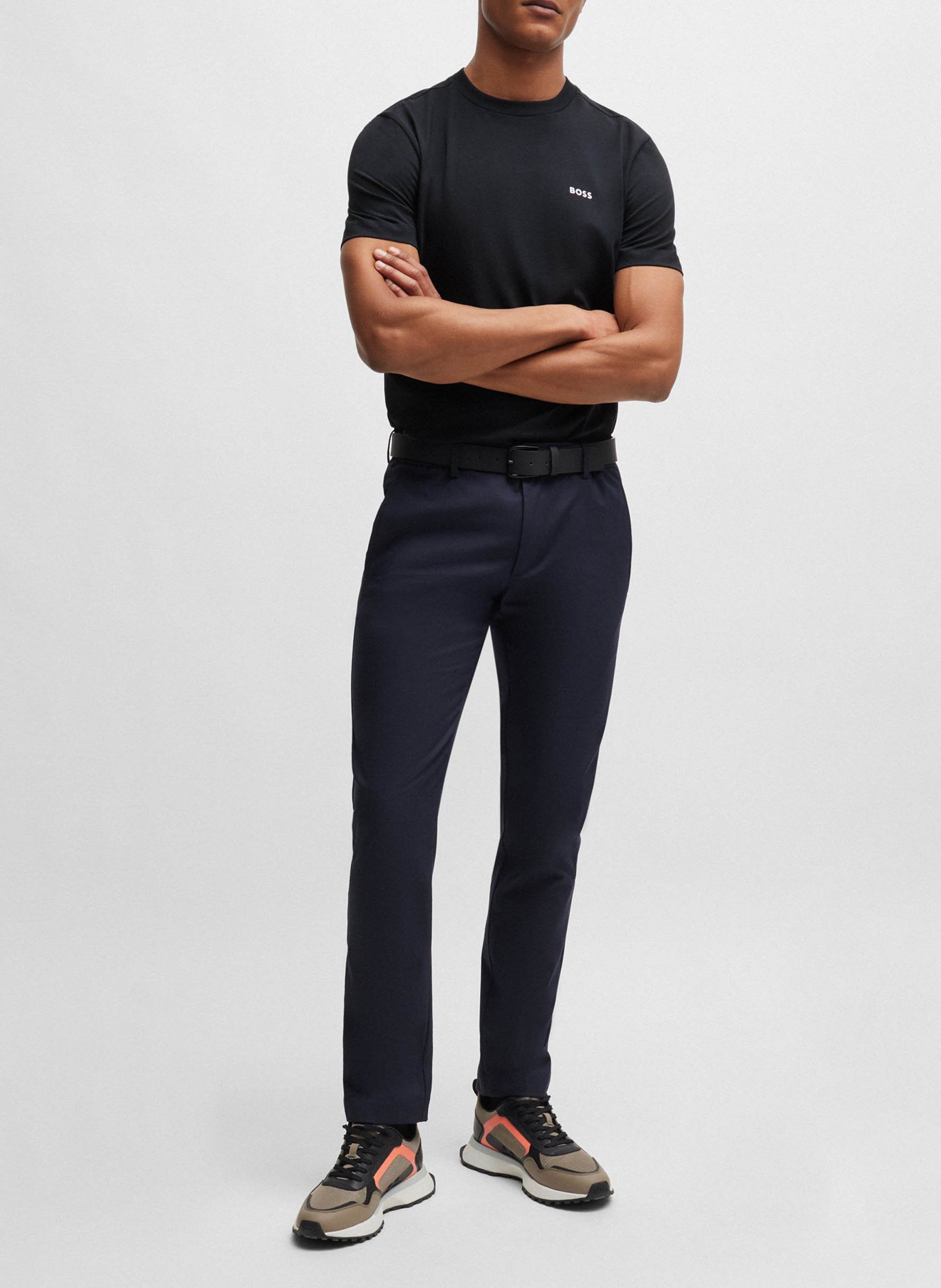 Basic cotton-mix T-shirt BOSS Blue