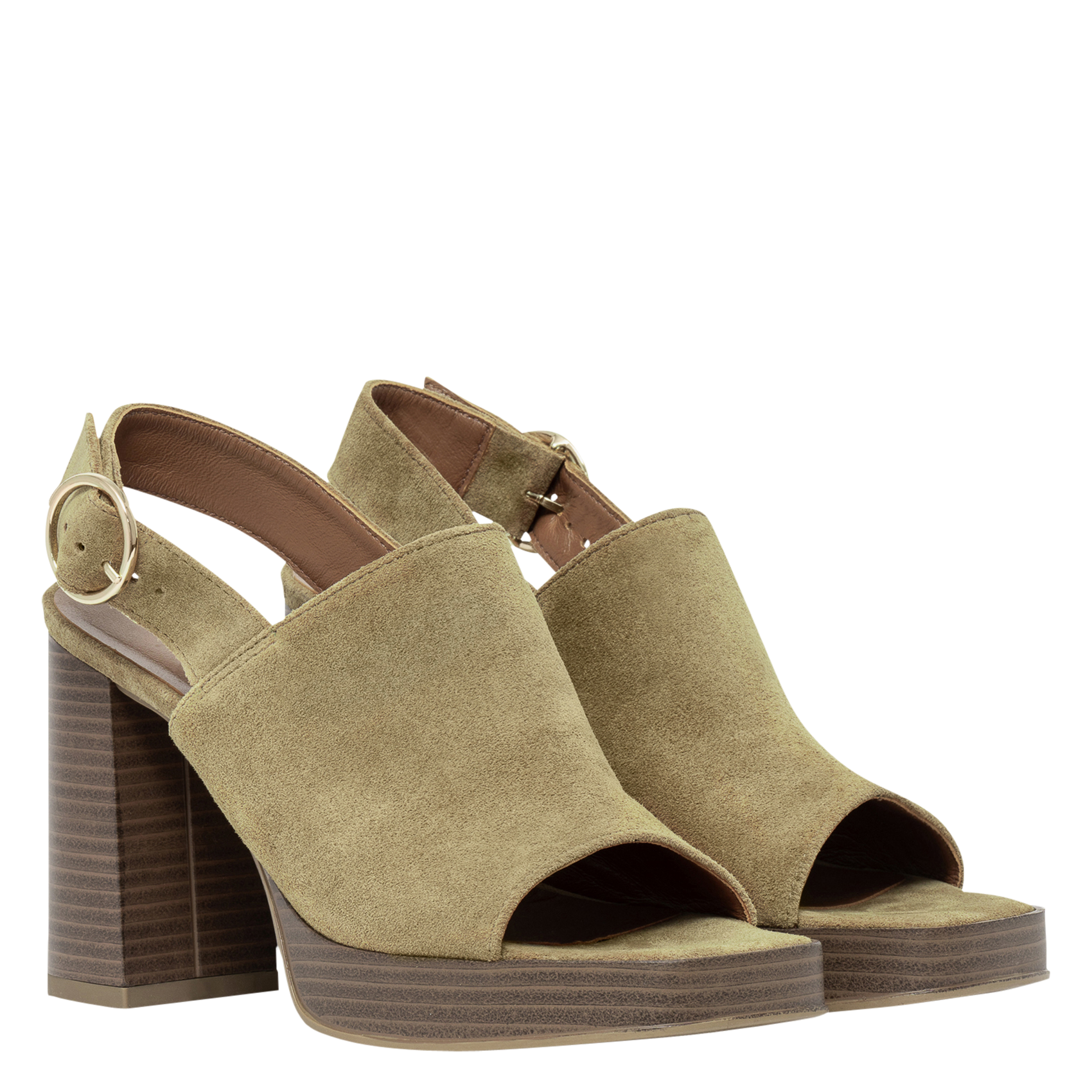 Hoge plateau sandalen van suède leer BOCAGE Bruin