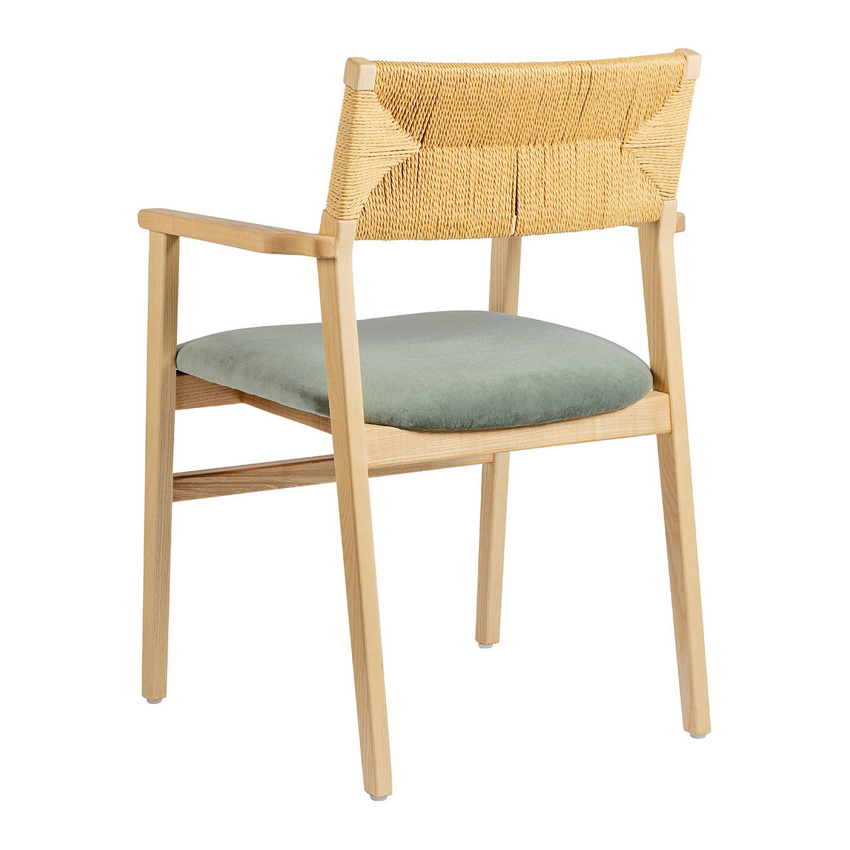 Chaise paloma en corde de papier et velours - vert de gris BLANC D'IVOIRE Vert