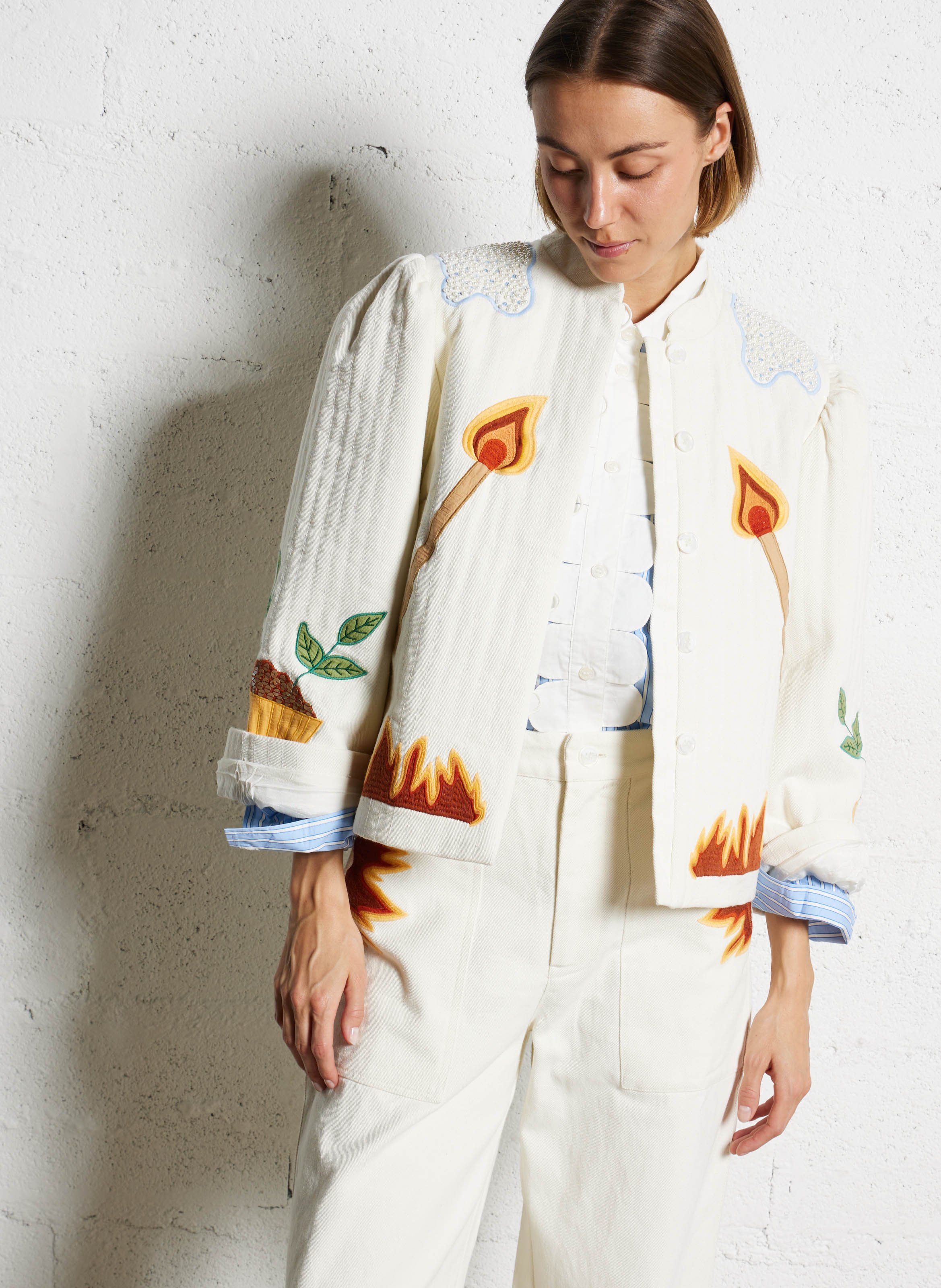 Baumwolljacke mit Rundhalsausschnitt STELLA NOVA Beige