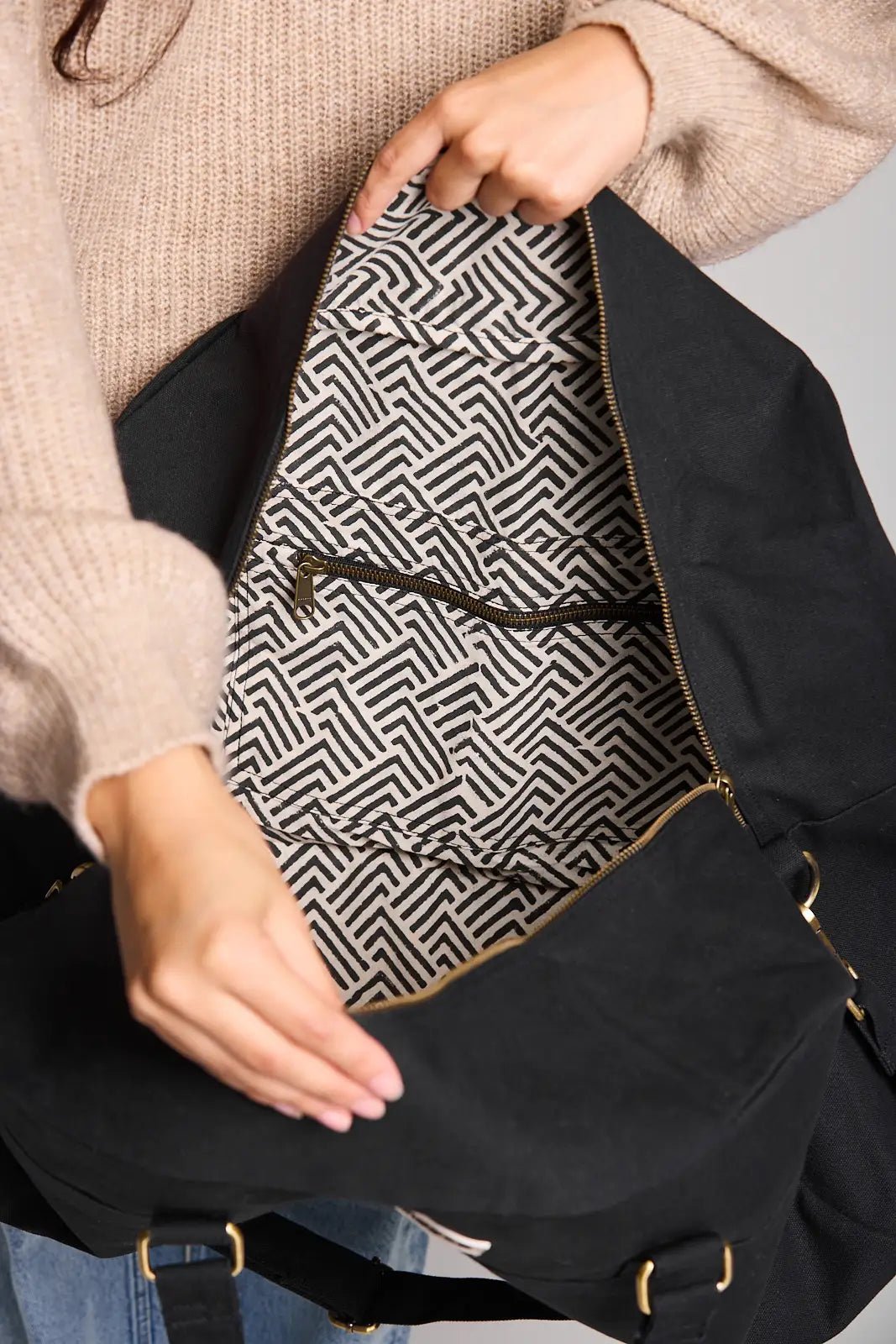 Cotton travel bag HINDBAG Black