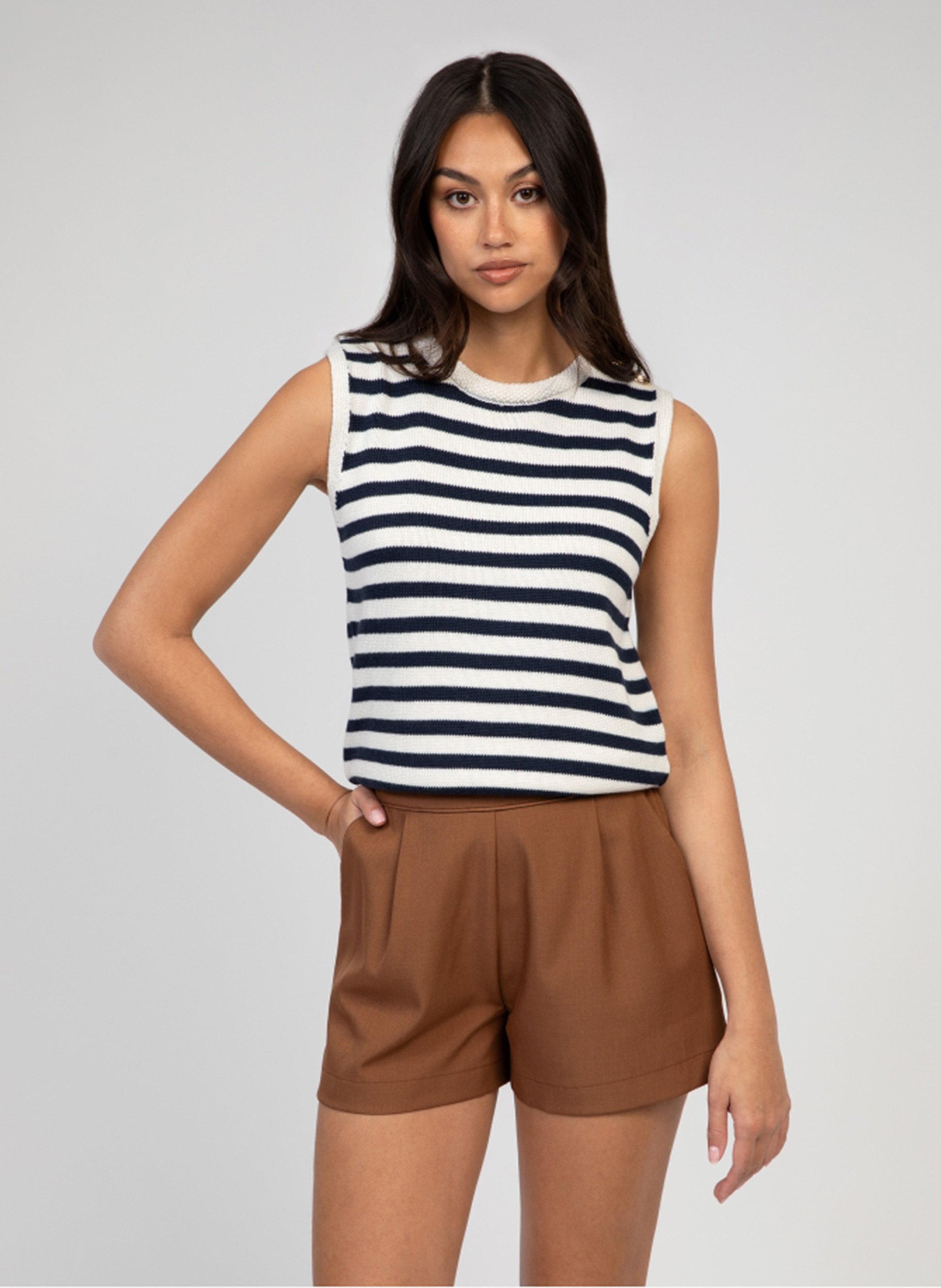 Striped straight tank top AN'GE