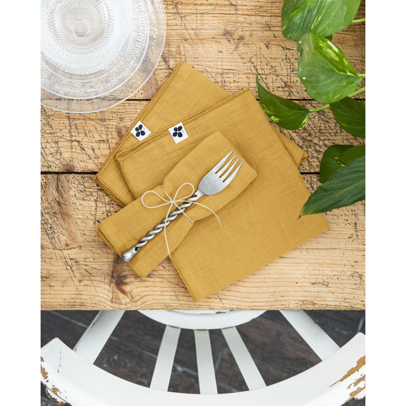 Set of 2 cotton muslin hand towels  Safran