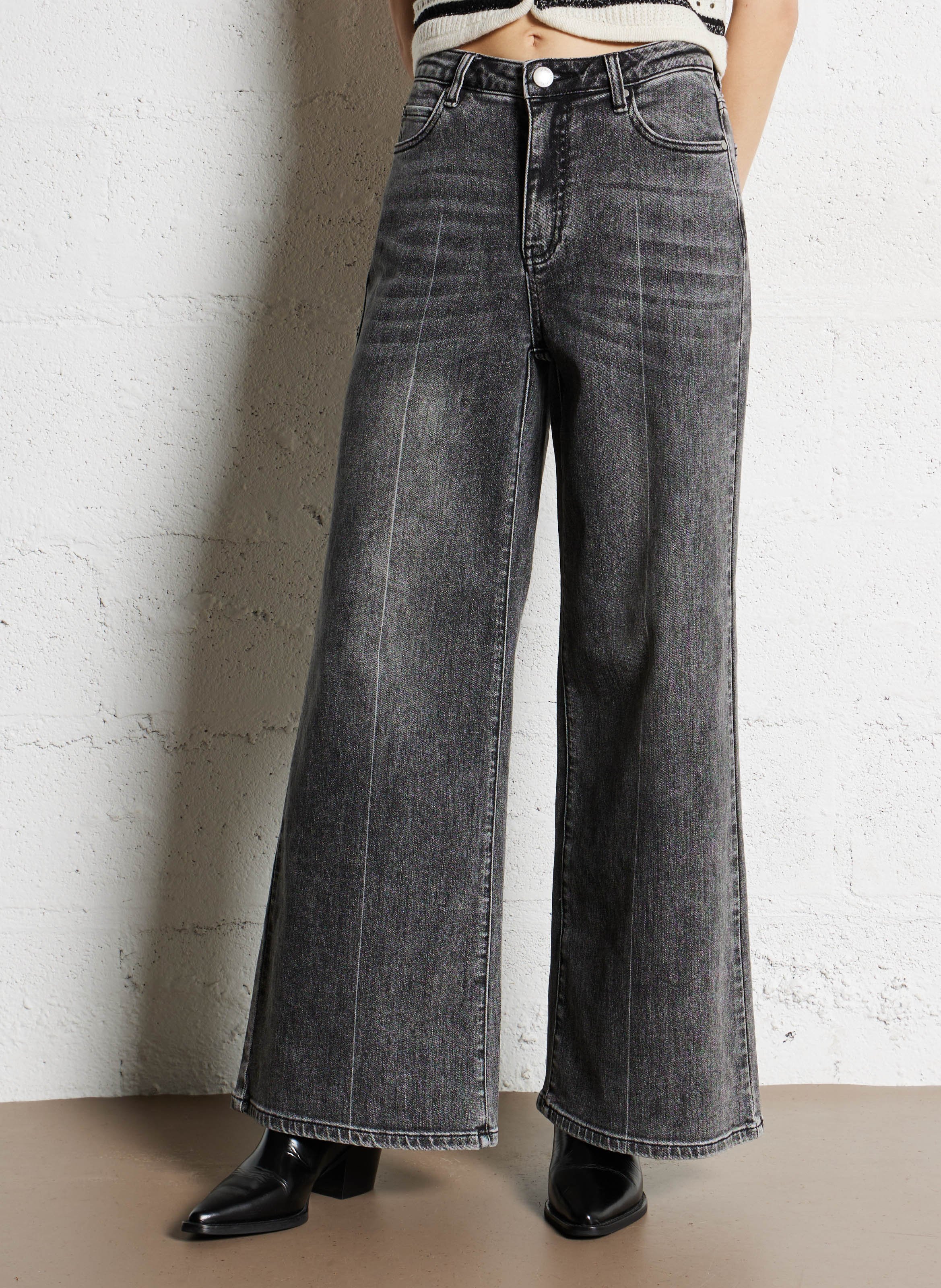 Jean taille haute large  SUNCOO Noir